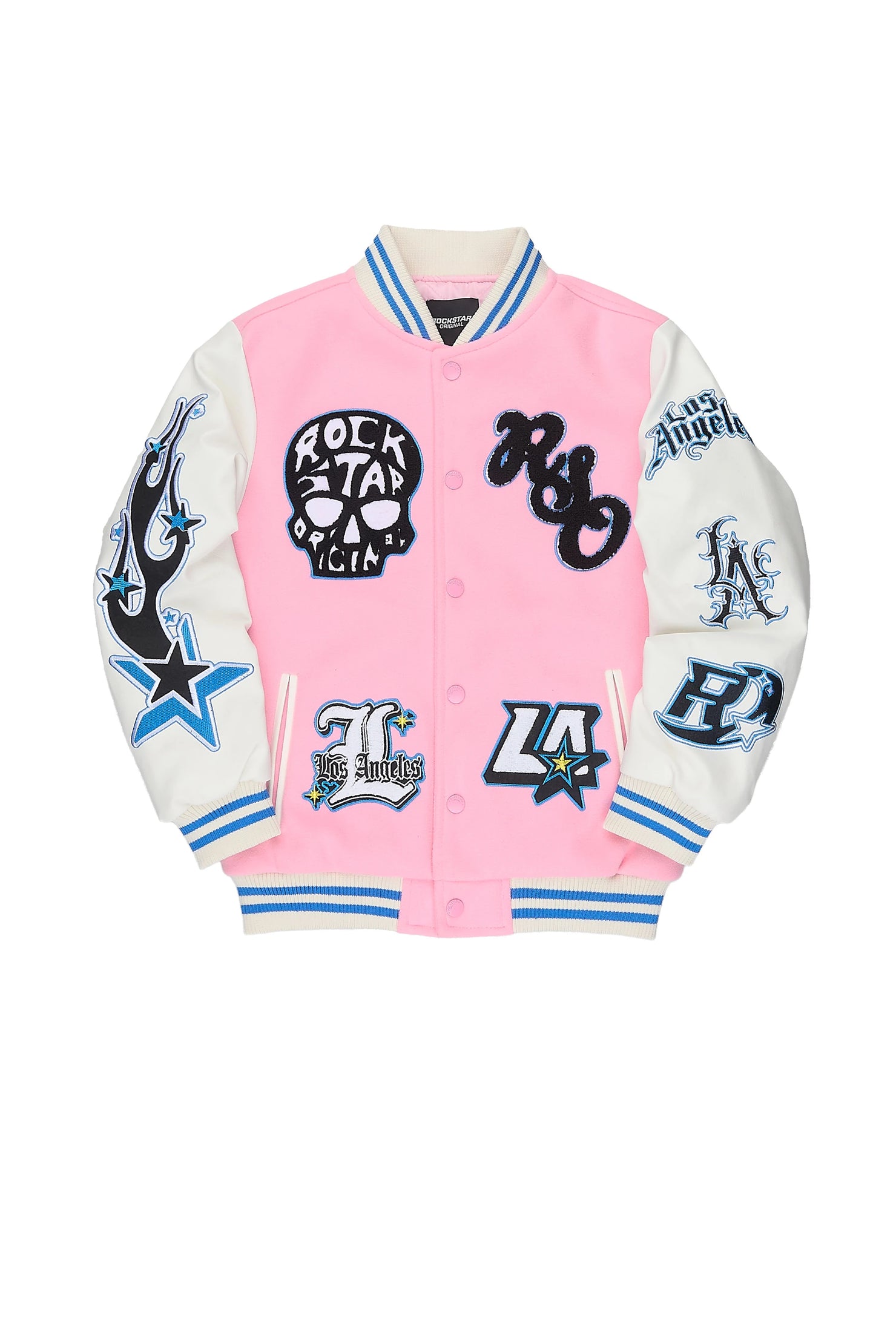 Girls Jermika Pink Oversized Varsity Jacket