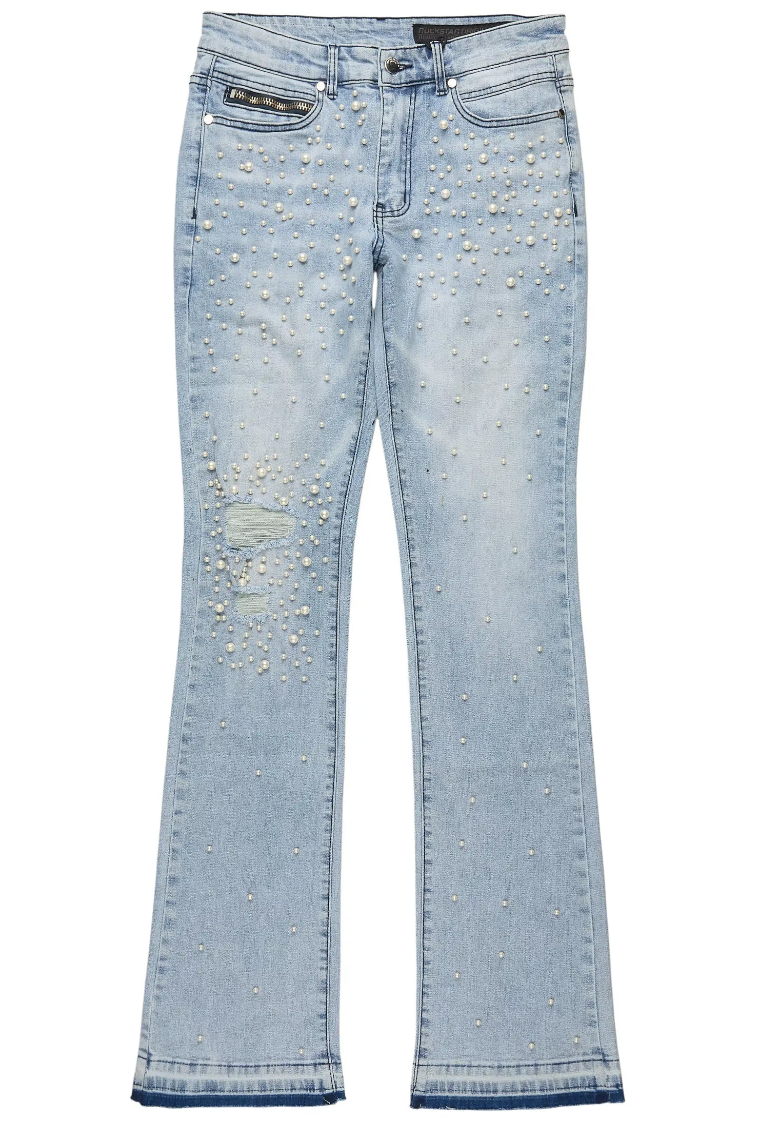 Ziv Pearl Light Blue Stacked Flare Jean