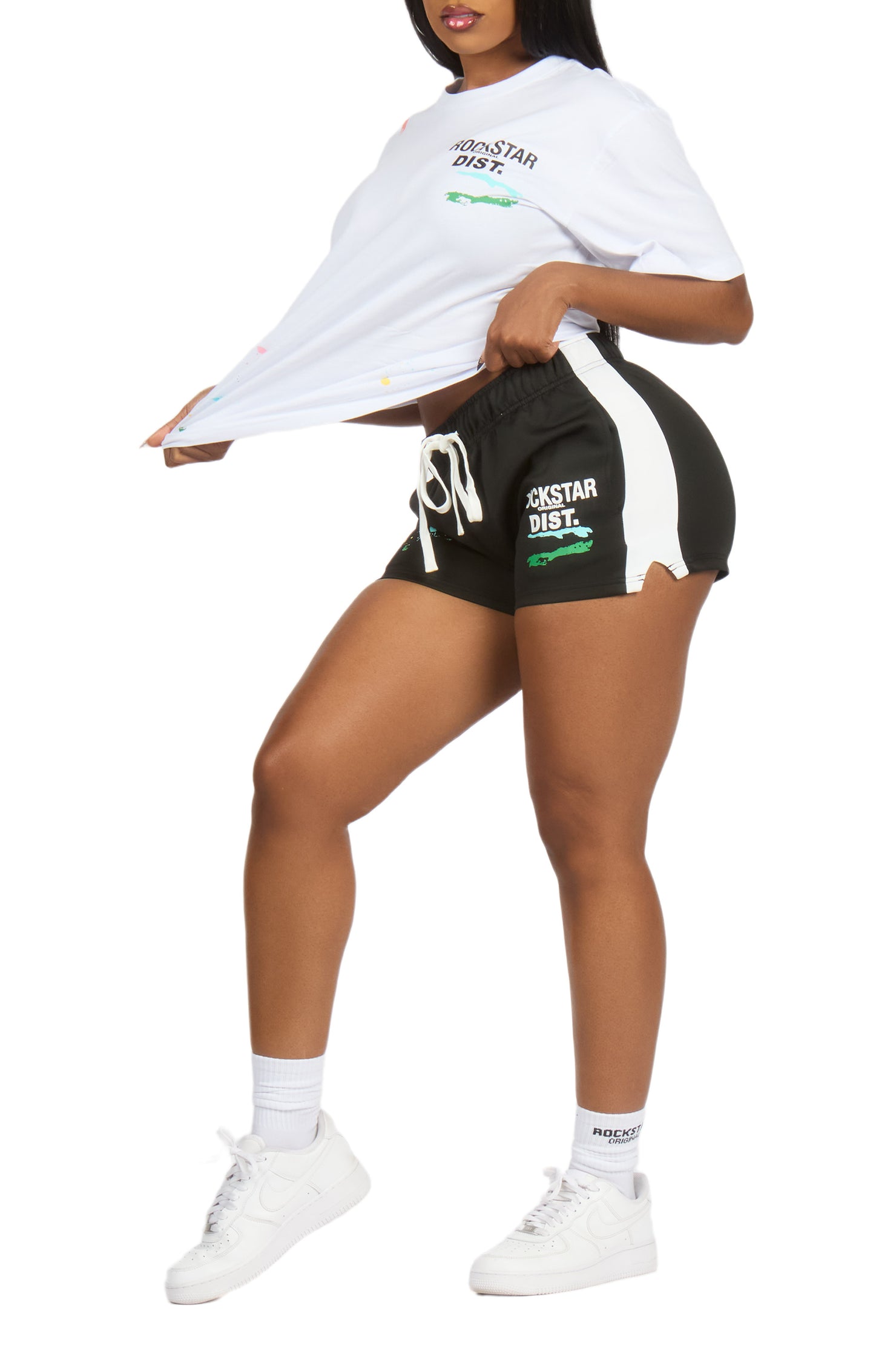 Shawntel White/Black T-Shirt Short Set