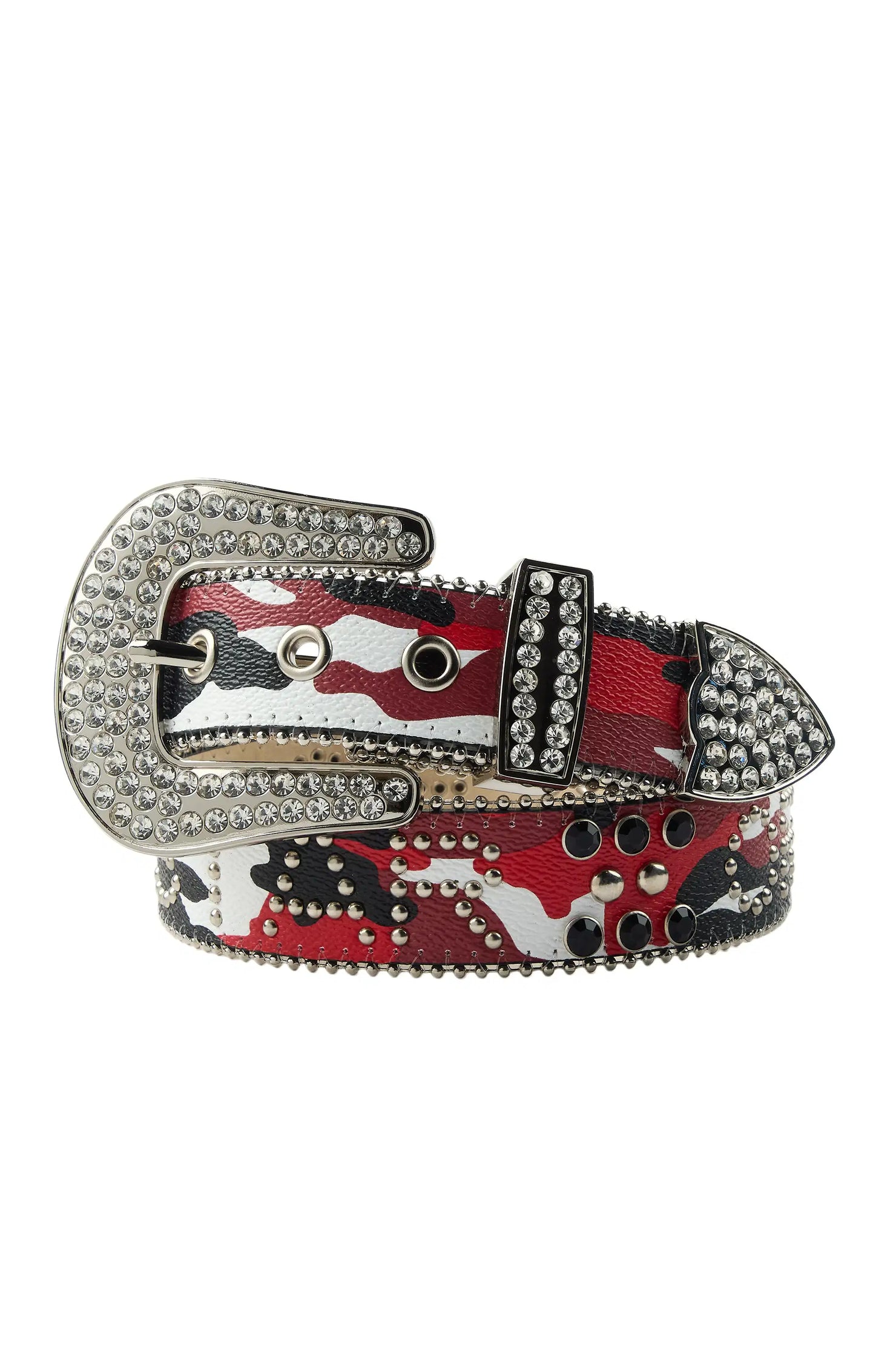 Vallejo Camo Rhinestones Rockstar Logo Belt