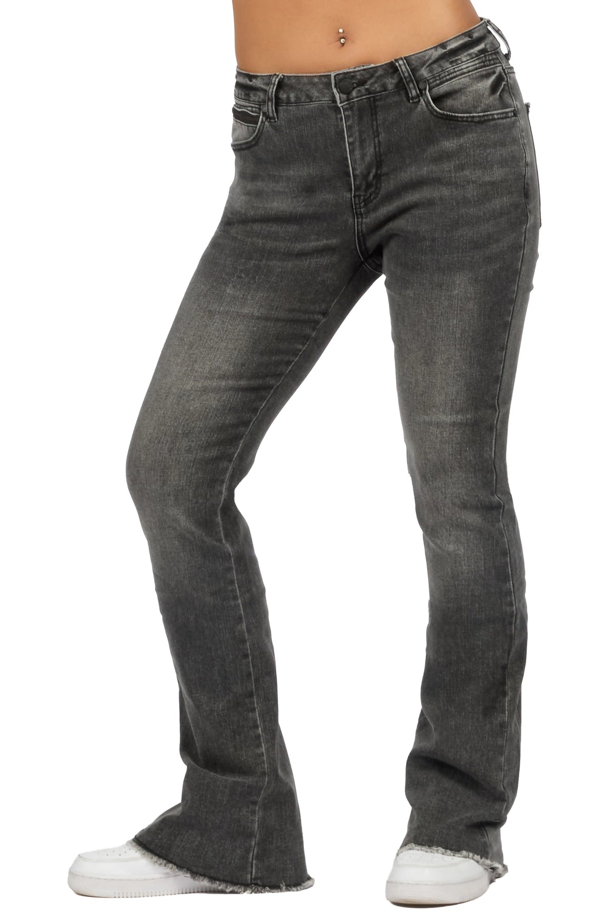 Tiriea Grey Wash Low Rise Stretch Bootcut Jean