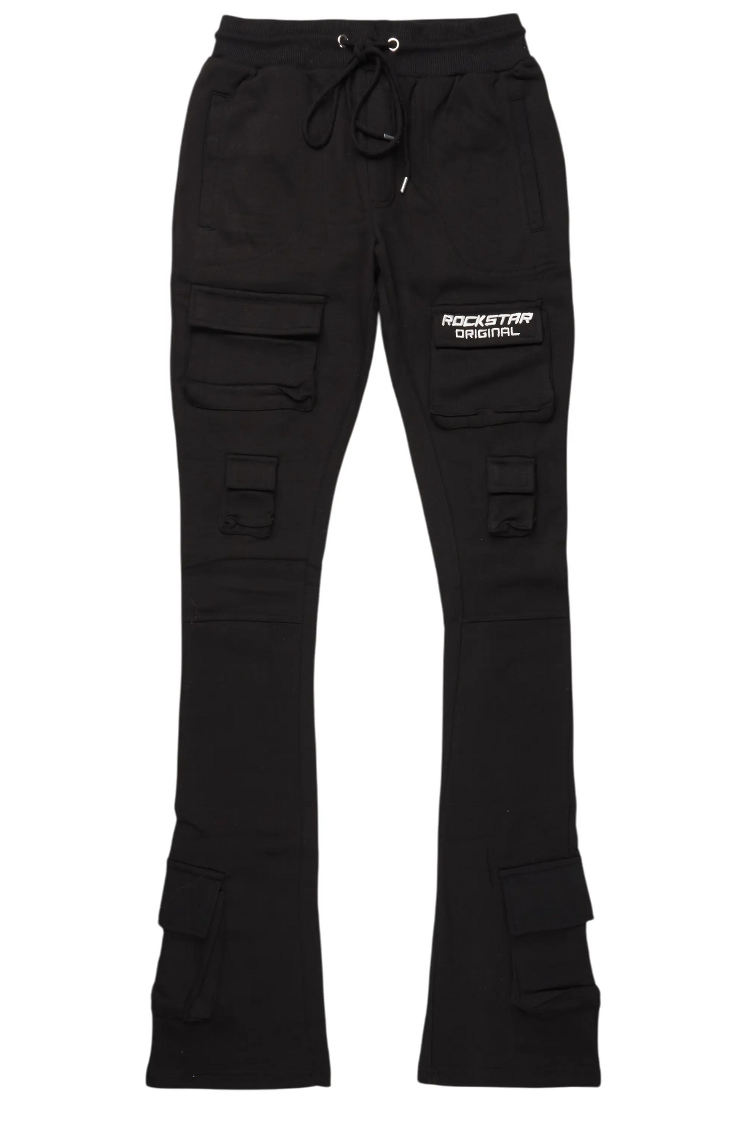 Connor Black Stacked Flare Track Pant