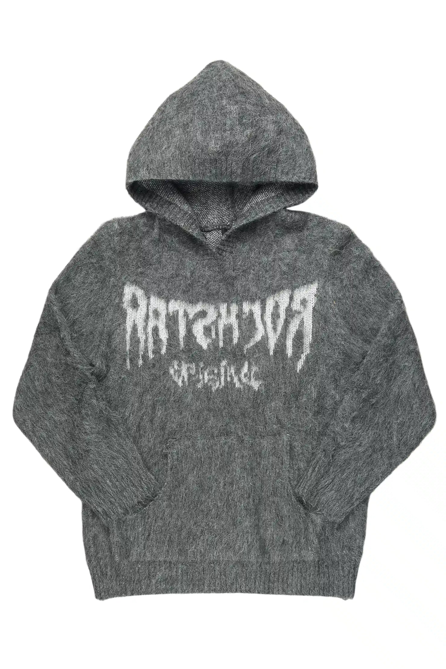 Andreas White/Grey Reflected Graphic Knitted Hoodie