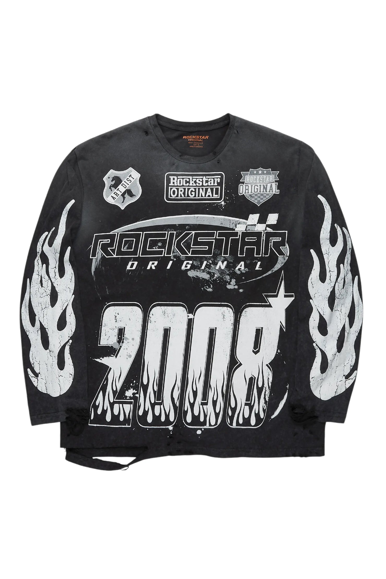 Amos Vintage Black Long Sleeve Graphic T-Shirt