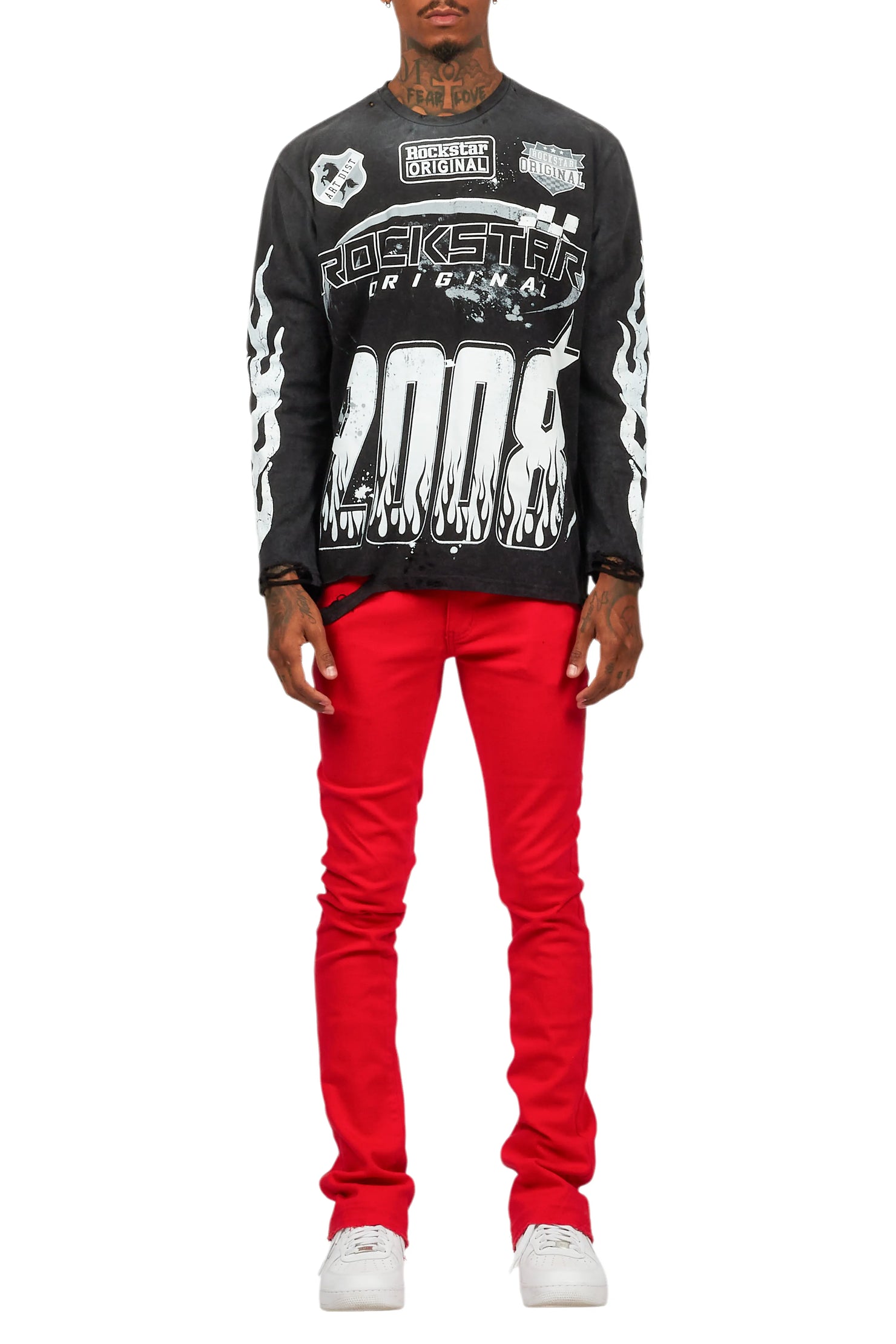 Amos Vintage Black Long Sleeve Graphic T-Shirt