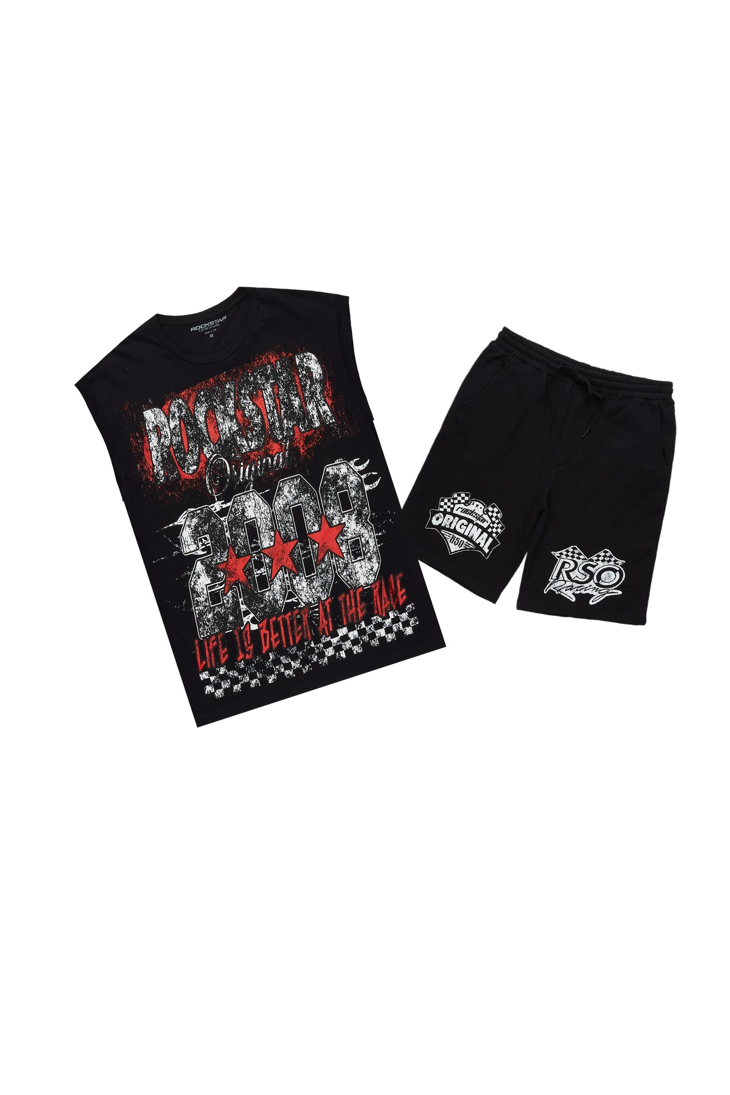 Racing Grung Black Graphic Cut Sleeve T-Shirt Short Set