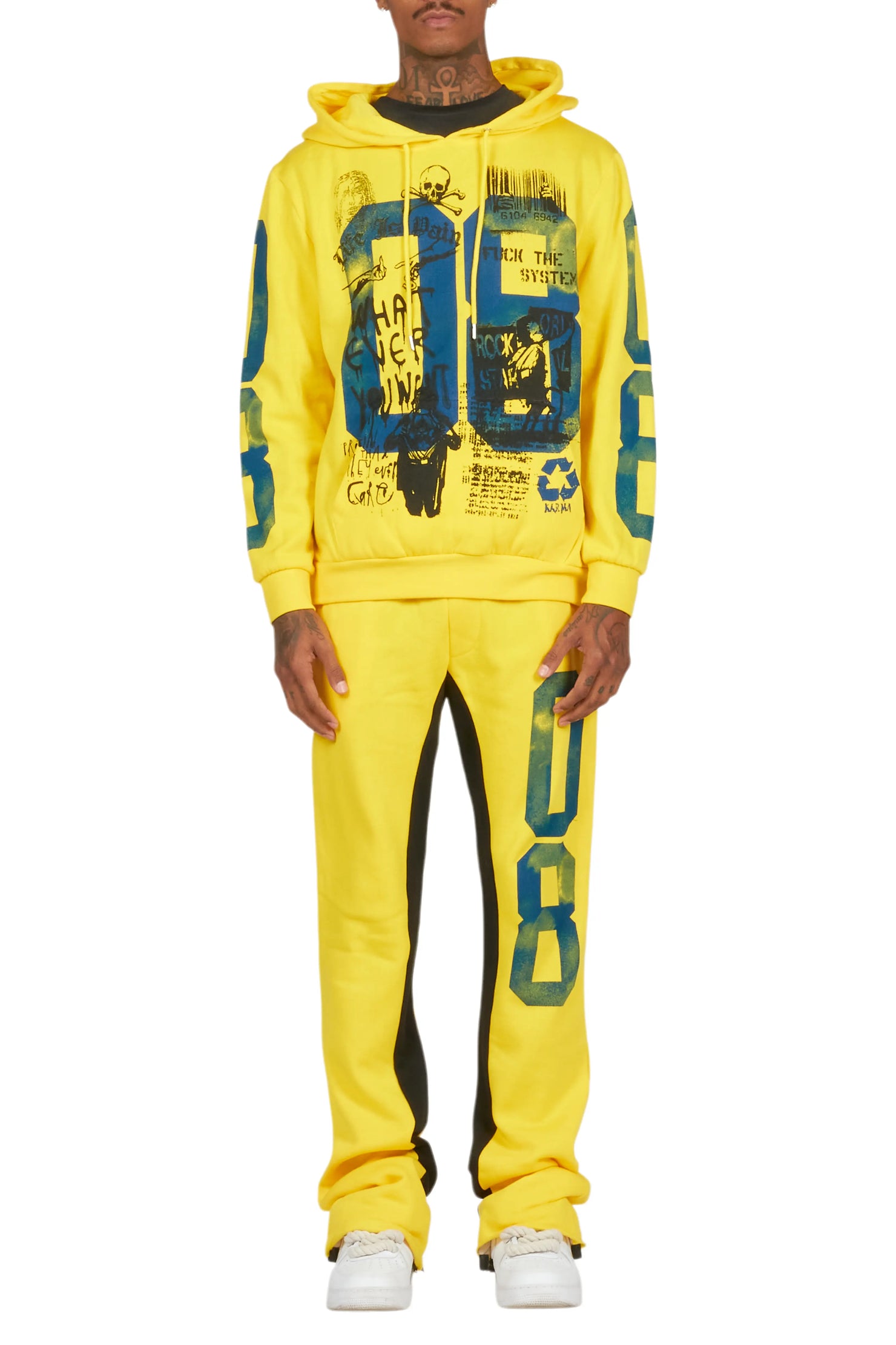 Grill Yellow Hoodie Baggy Track Pant Set