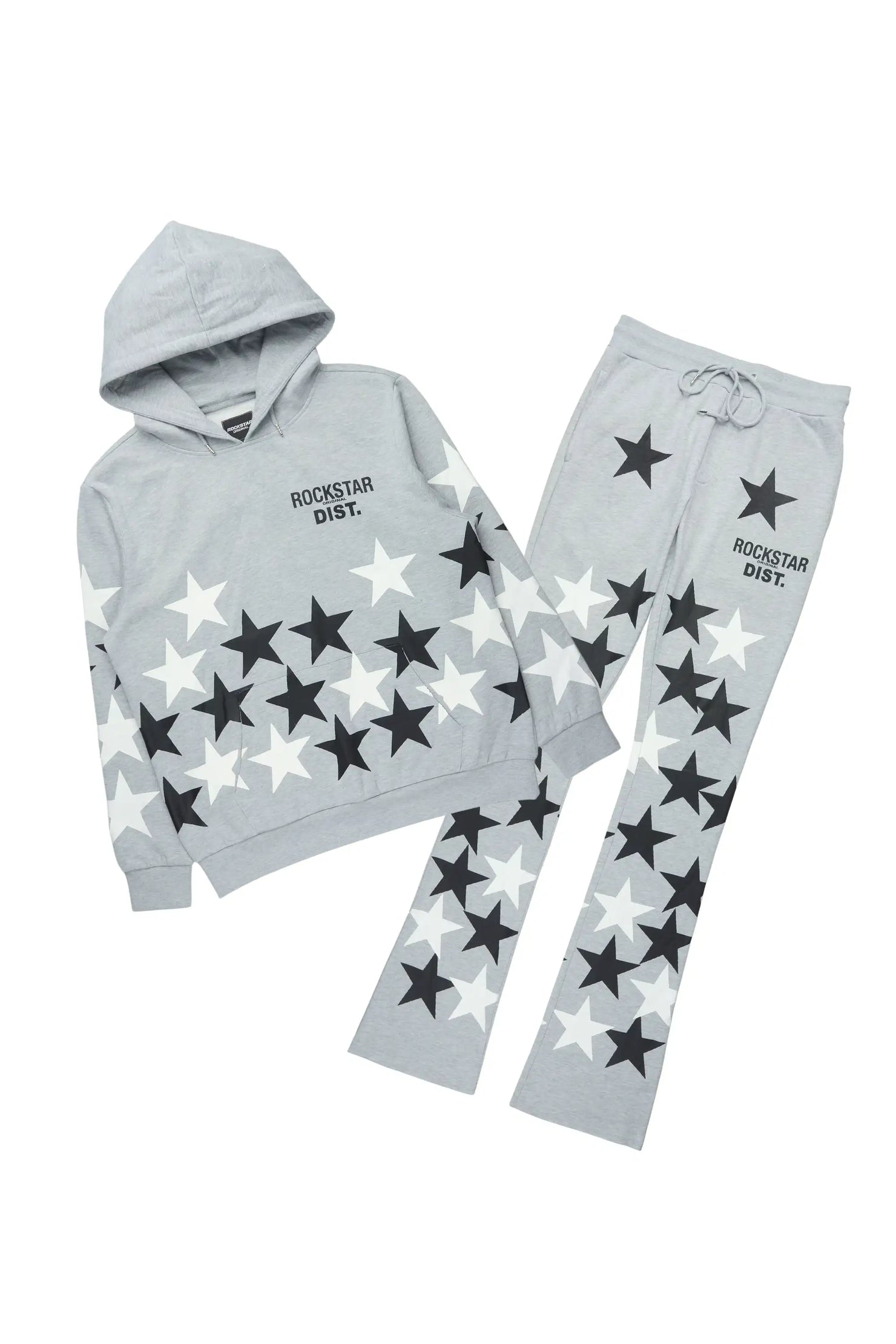 Starlane Heather Grey/Black Hoodie Stacked Flare Fit Track Set
