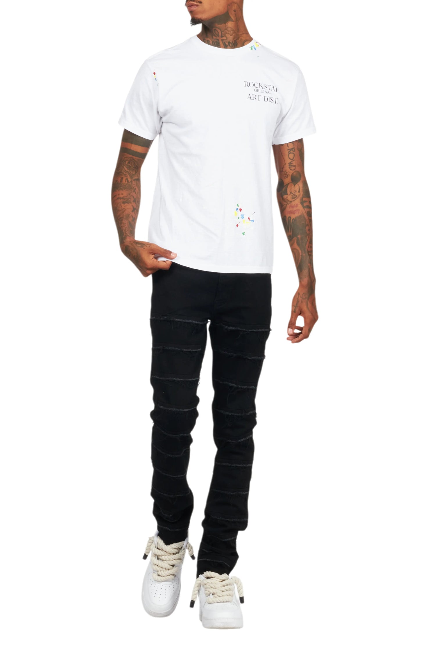 Waylon Jet Black  Frayed Slim Fit Jean