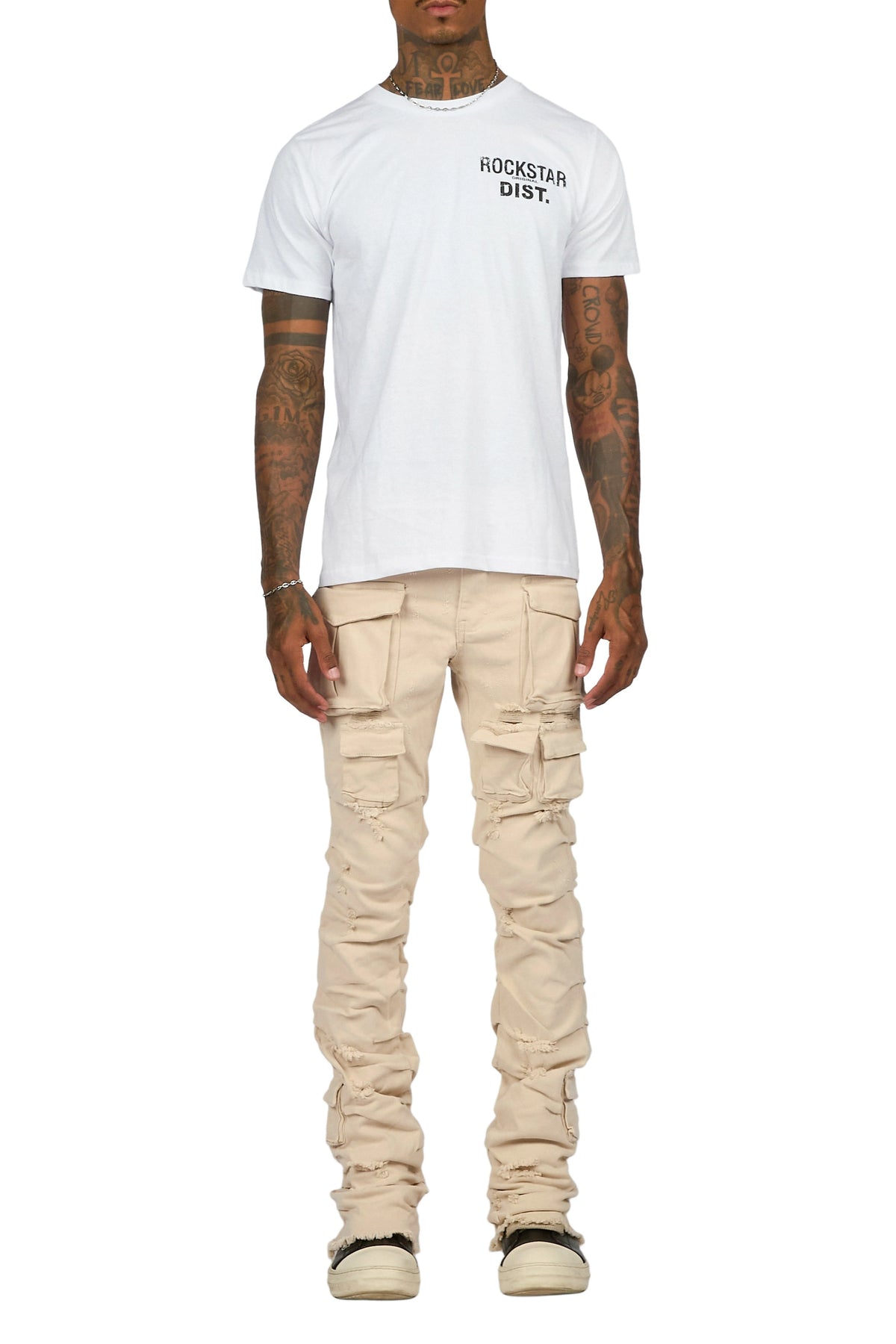 Gentry Beige Stacked Flare Jean