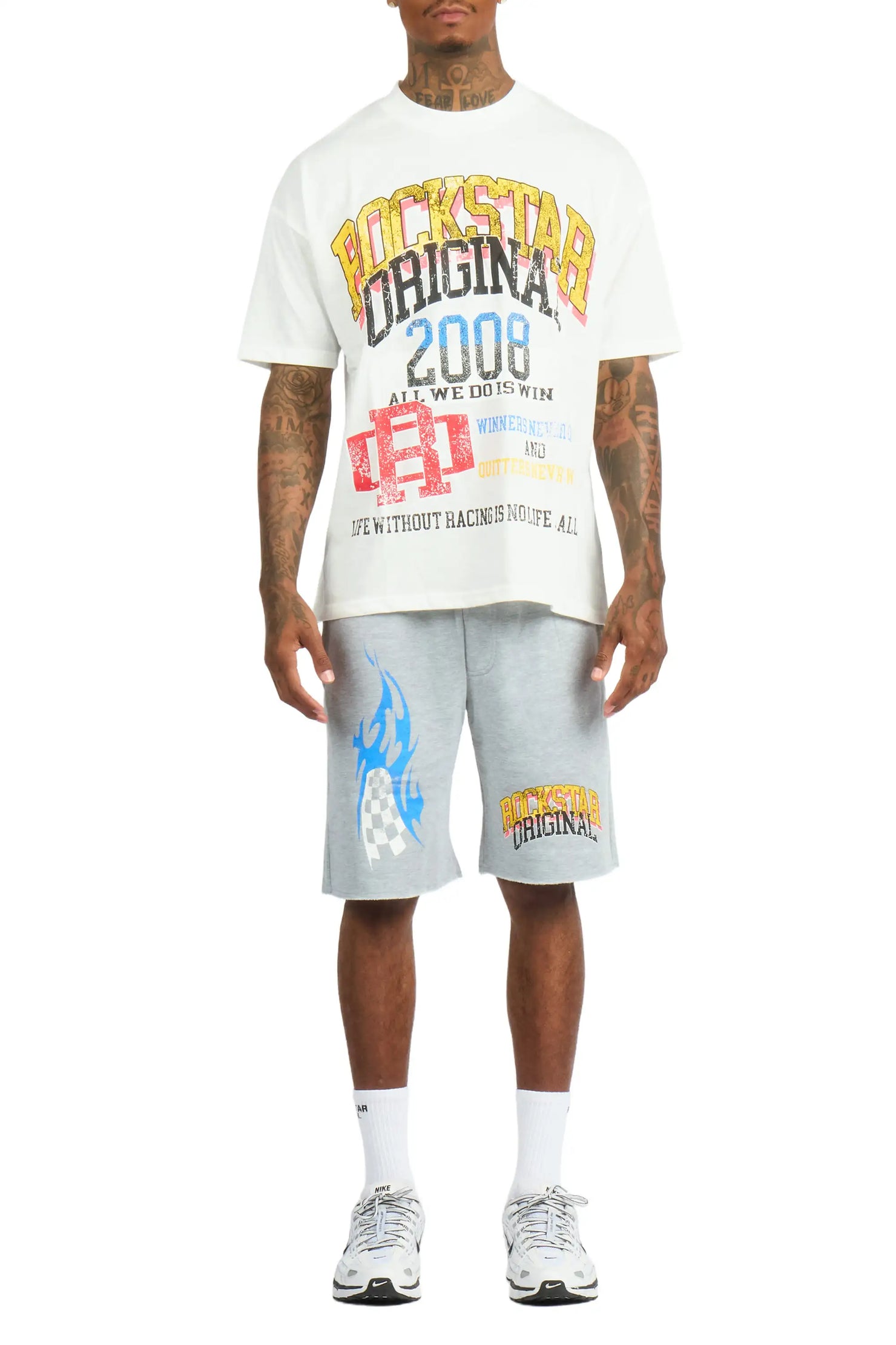 Colorful Race White/Grey T-Shirt Short Set