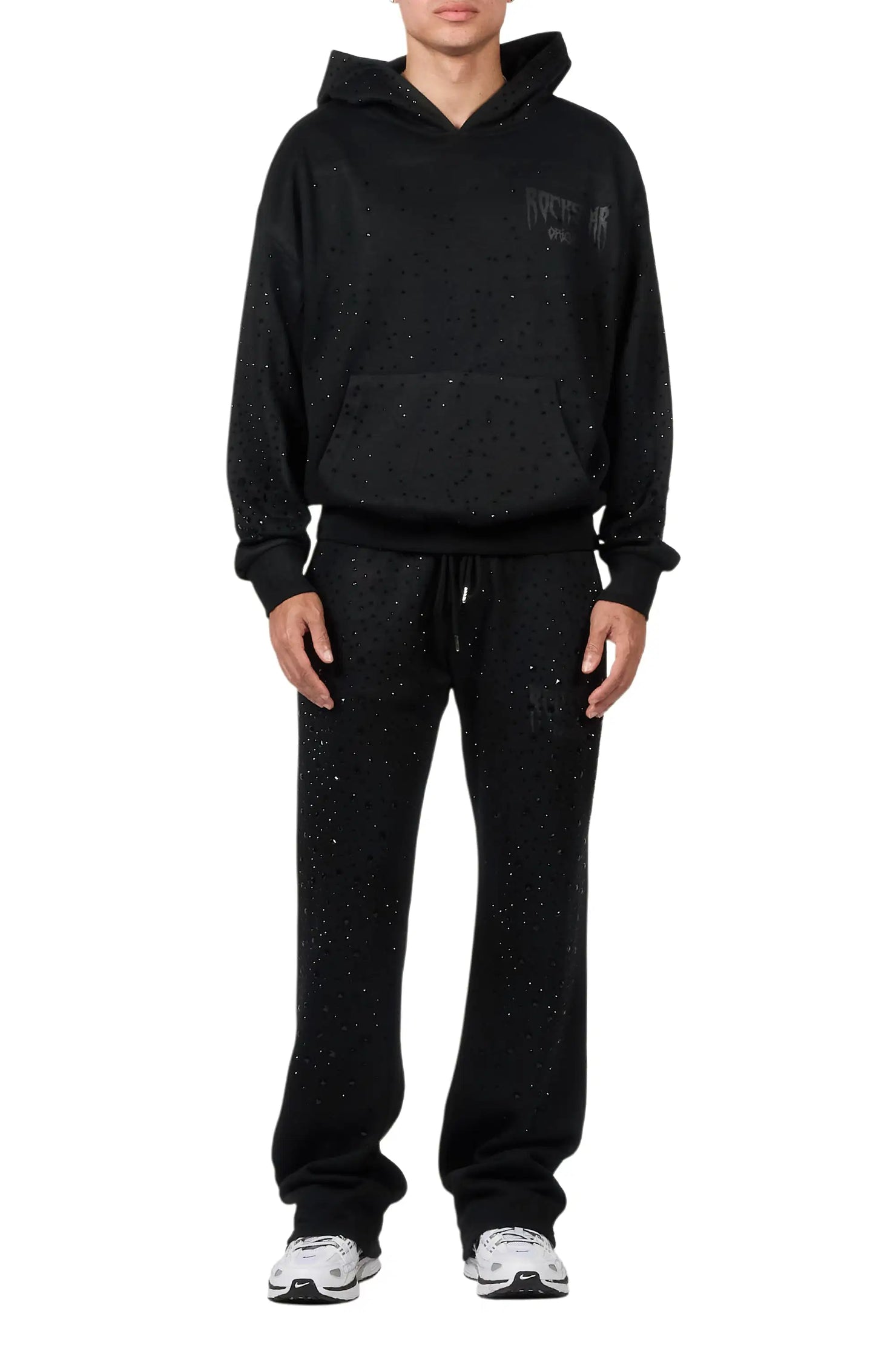 Twinkle Black/Black Rhinestone Hoodie Relaxed Track Set