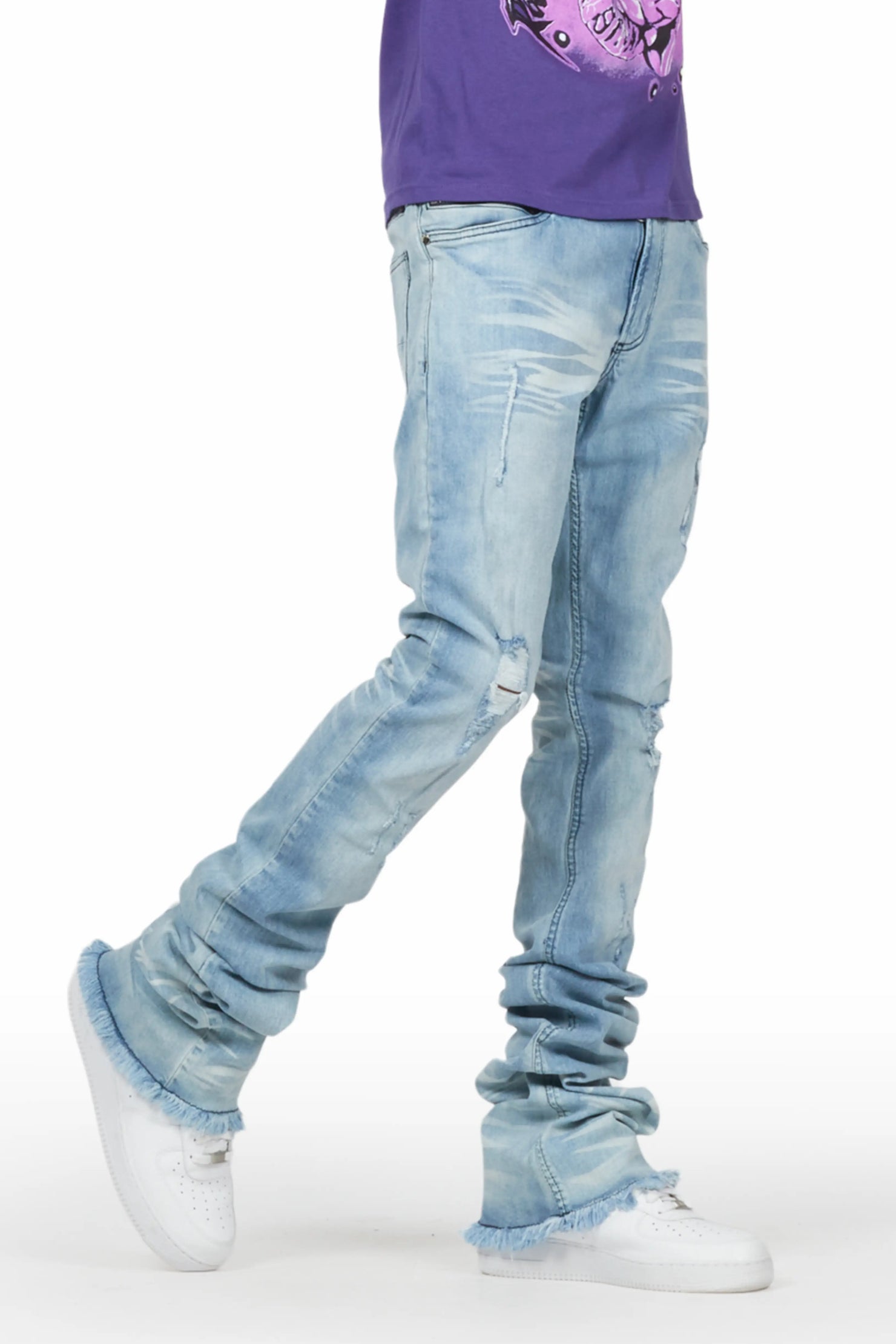 Faby Light Blue Super Stacked Flare Jean