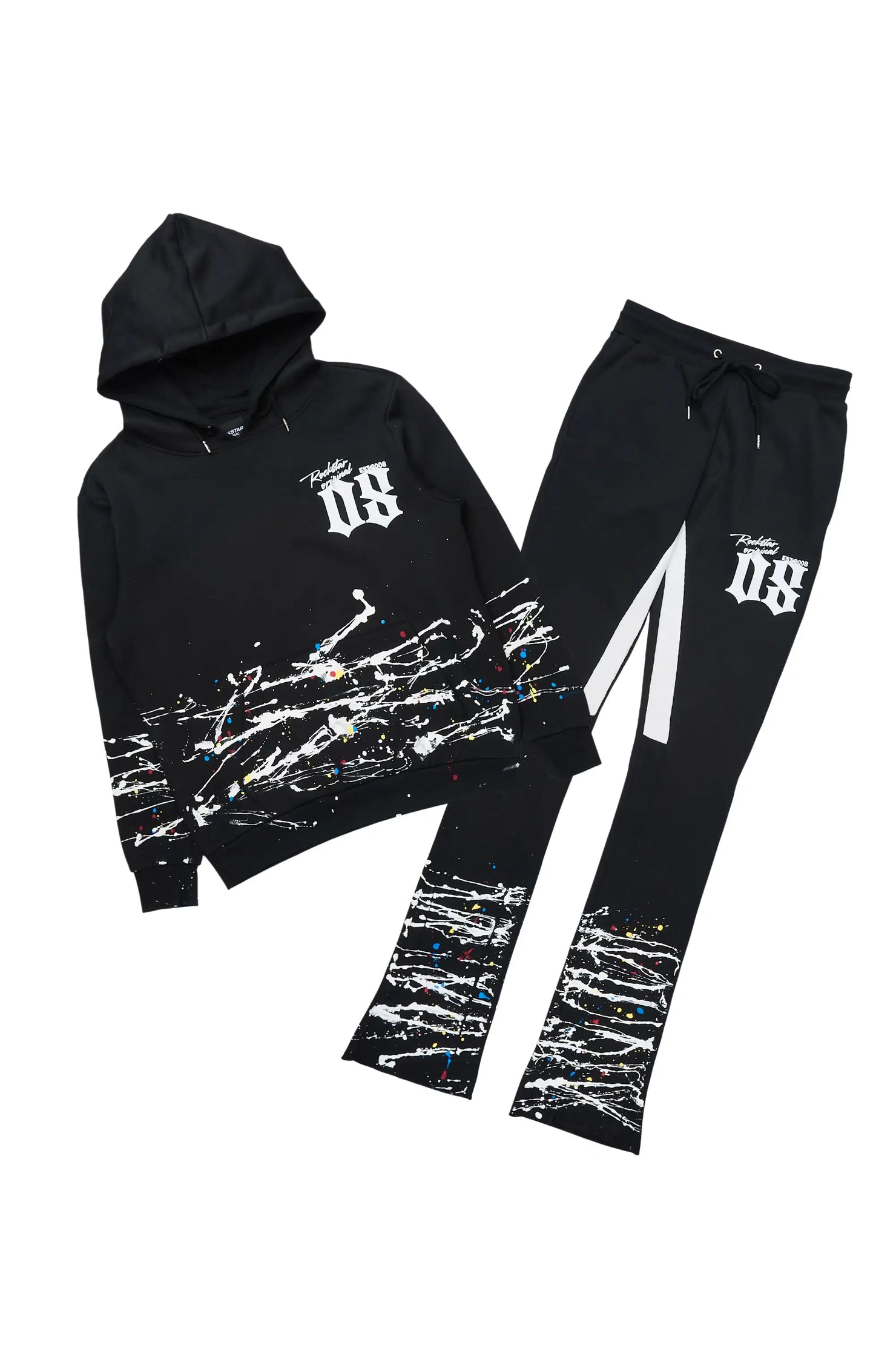 Horia Black/Multi Hoodie/Stacked Flare Track Set