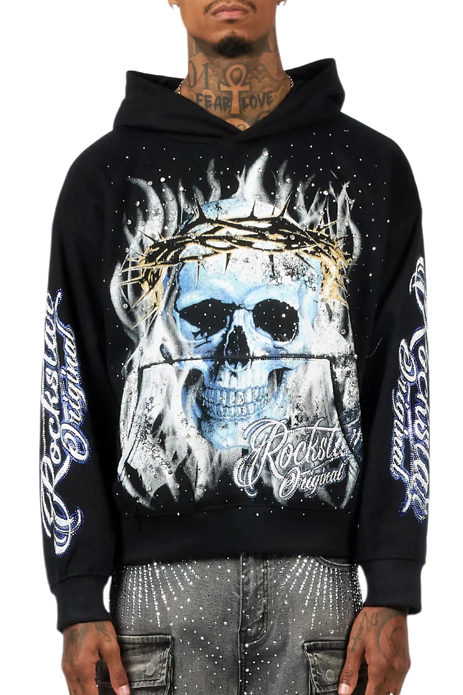 Blaise Black Rhinestone Oversized Hoodie