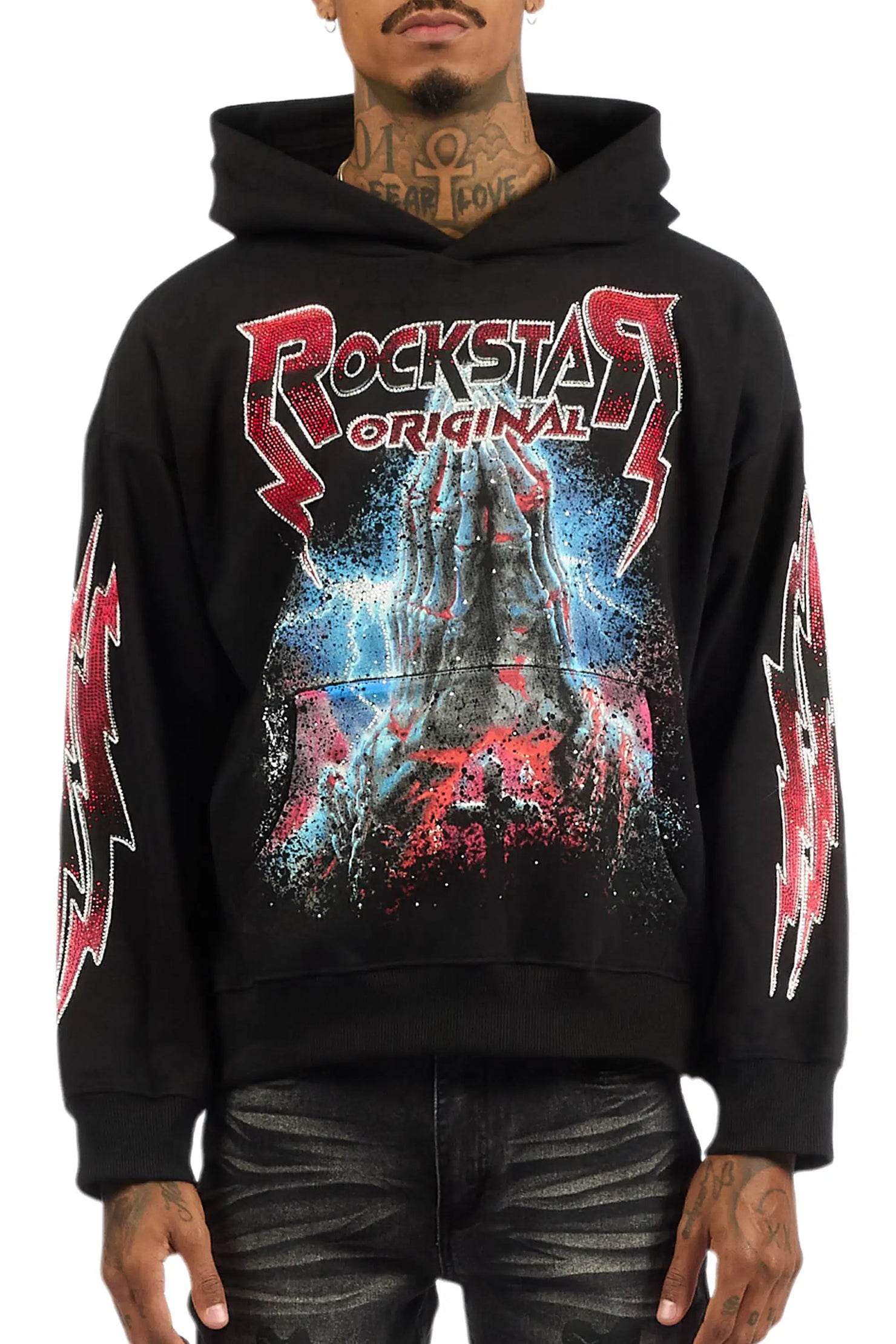 Ruhl Black Rhinestone Oversized Hoodie