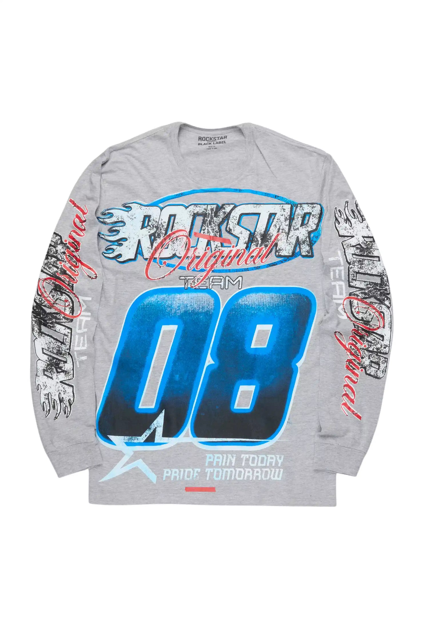 Ryker Heather Grey/Blue Long Sleeve Graphic T-Shirt