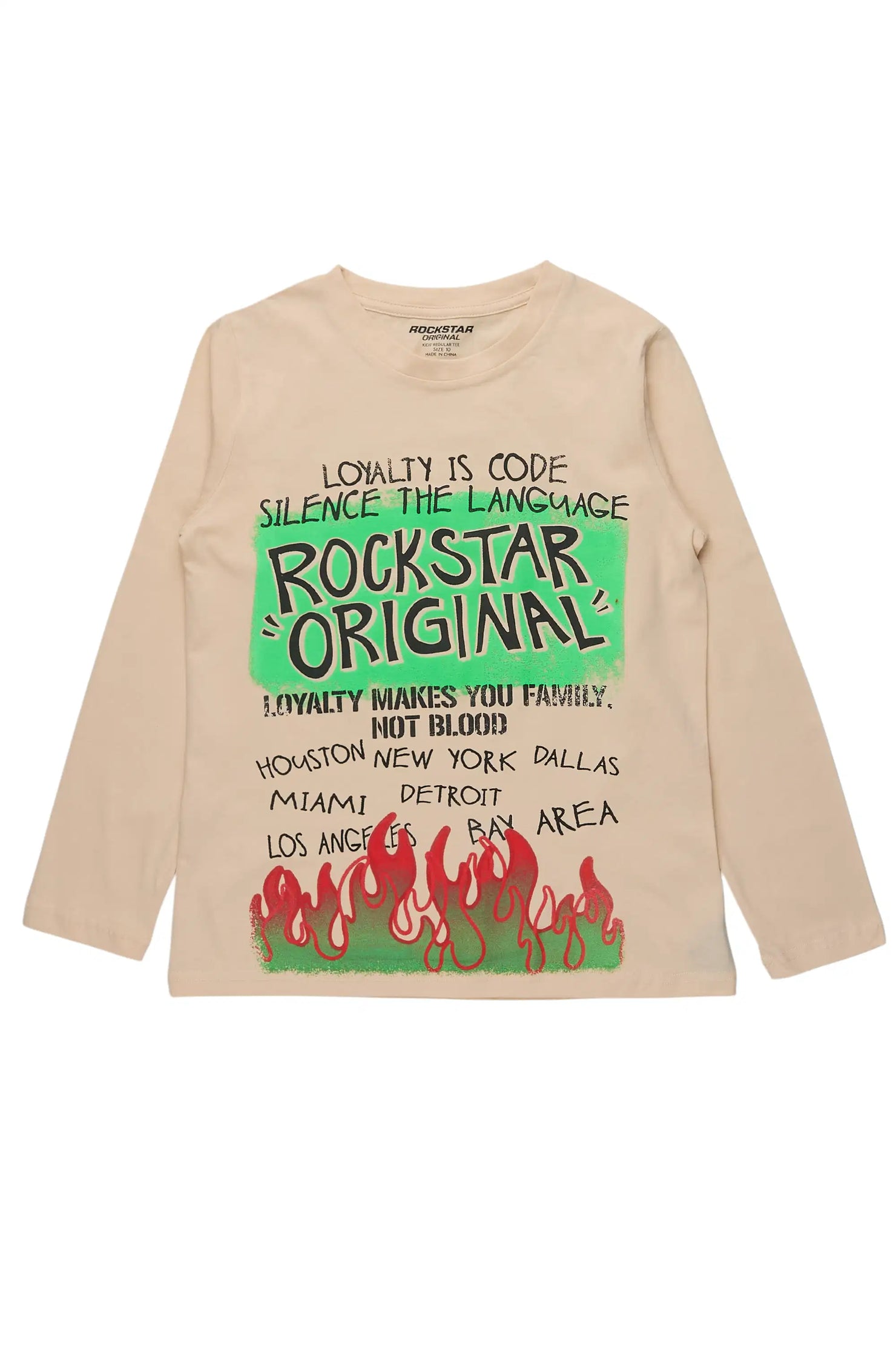 Boys Beno Sand Long Sleeve Graphic T-Shirt