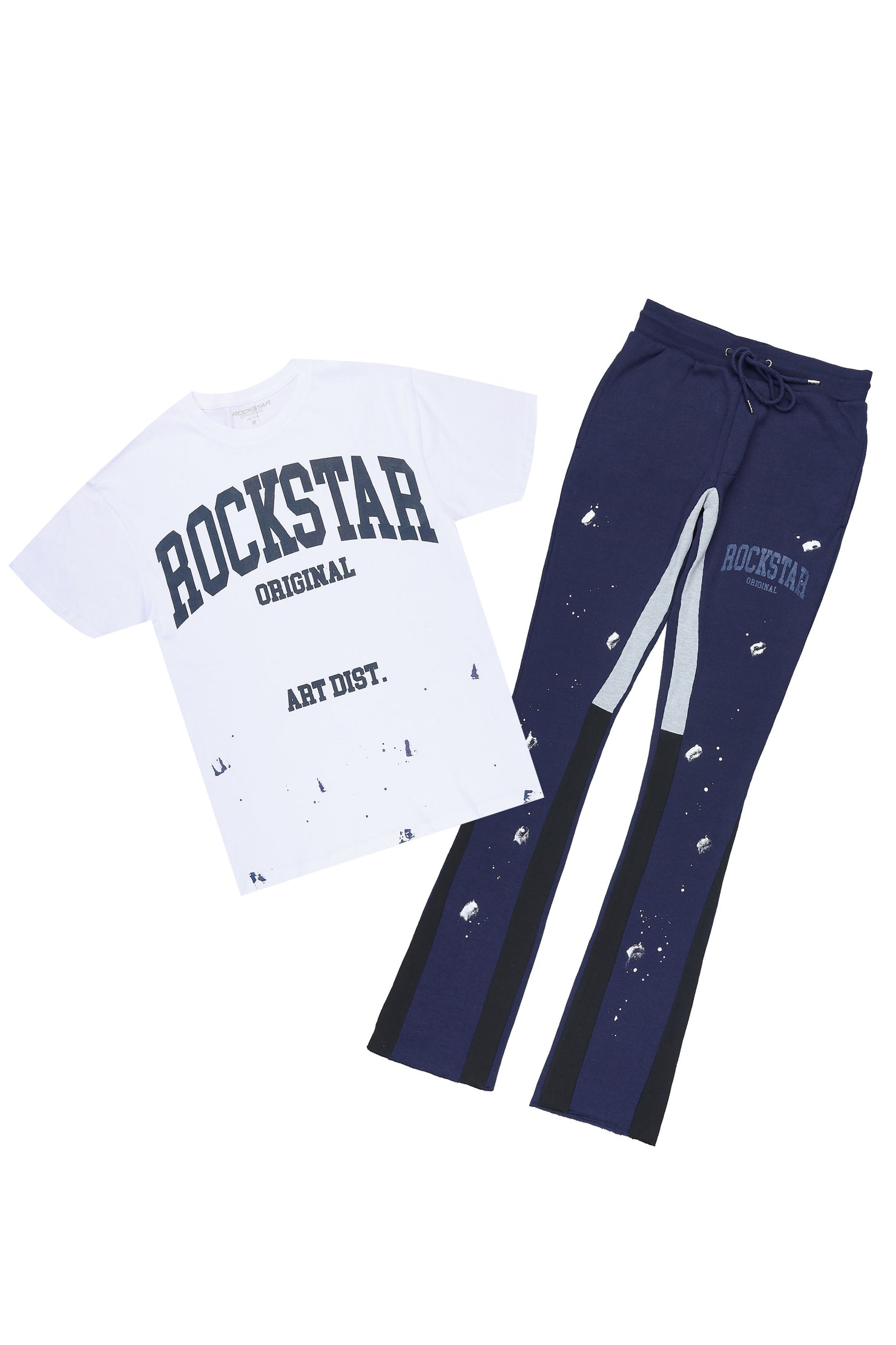 Dyre White/Navy T-Shirt/Relaxed Track Set