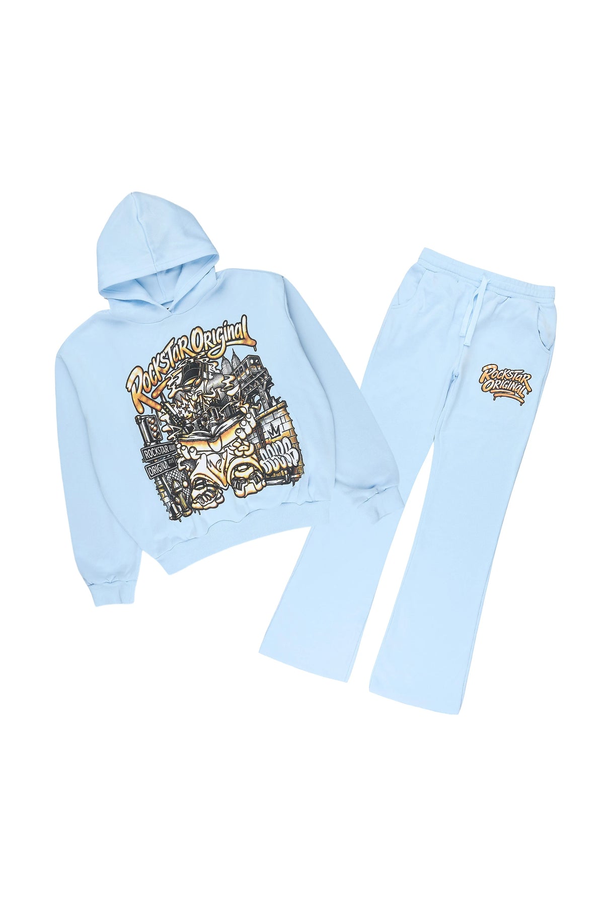 Boys Weezie Light Blue Stacked Hoodie Track Set
