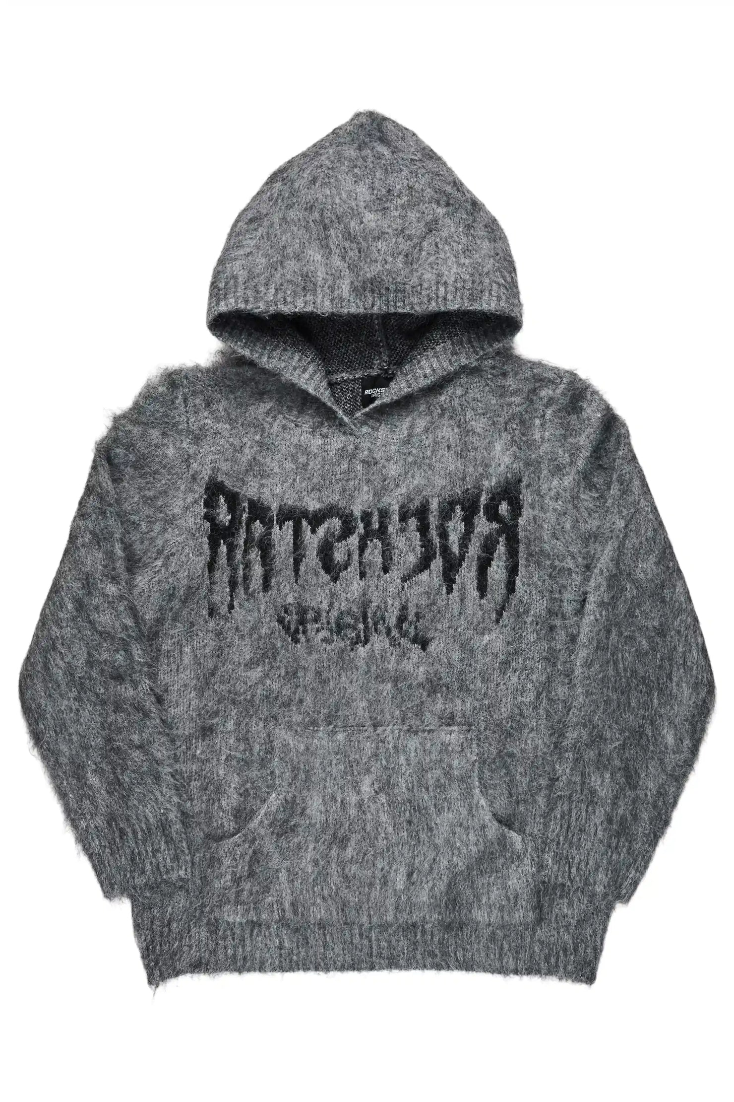 Andreas Black/Grey Reflected Graphic Knitted Hoodie