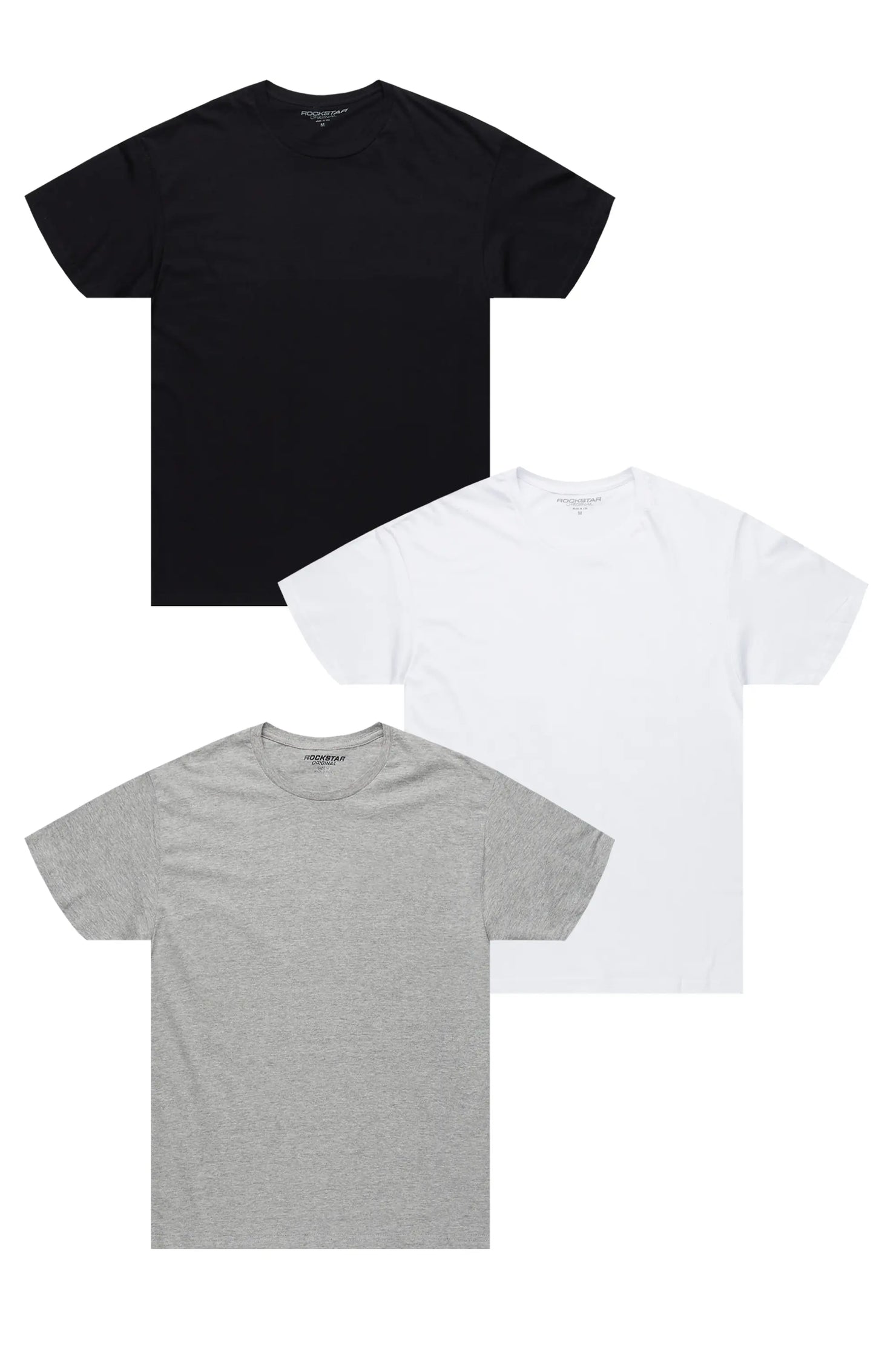 Basic Rockstar Multi 3 Pack Plain T-Shirts