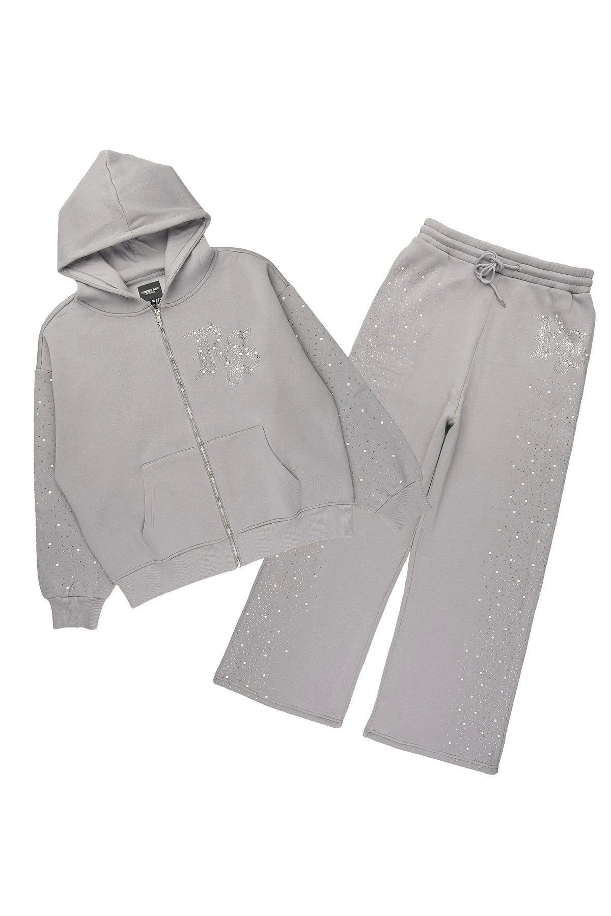Fenrir Charcoal Rhinestone Hoodie/Baggy Pant Track Set