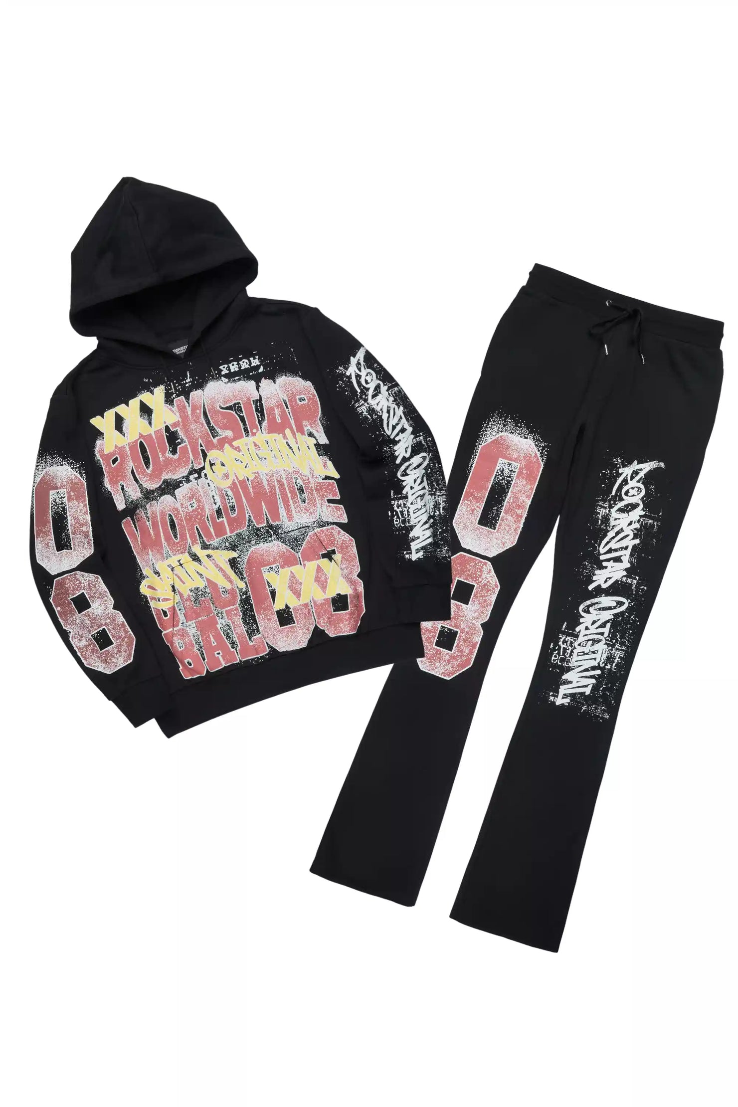 Parco Black Hoodie Stacked Track Set