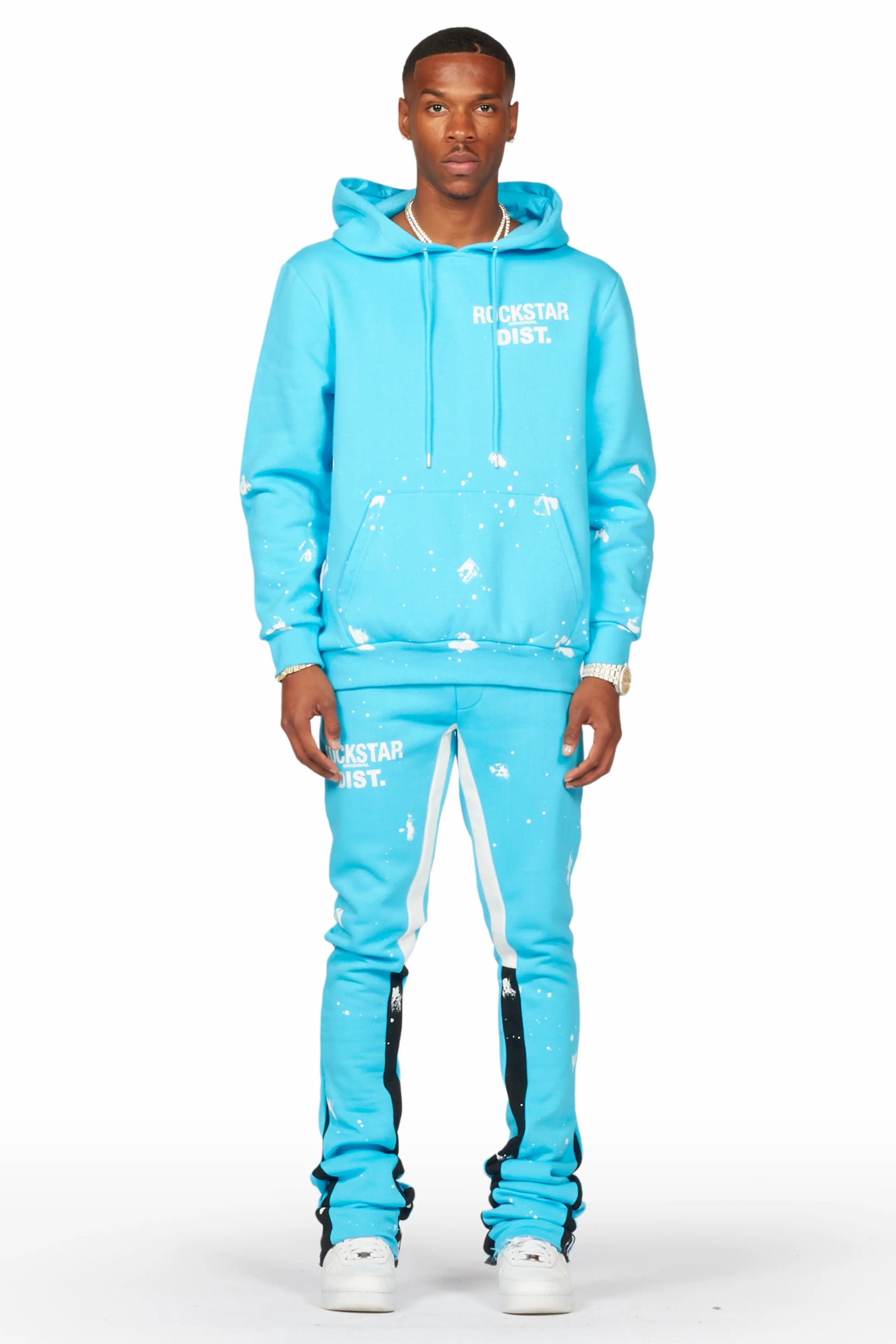 Raffer Blue Hoodie/Super Stacked Flare Pant Set