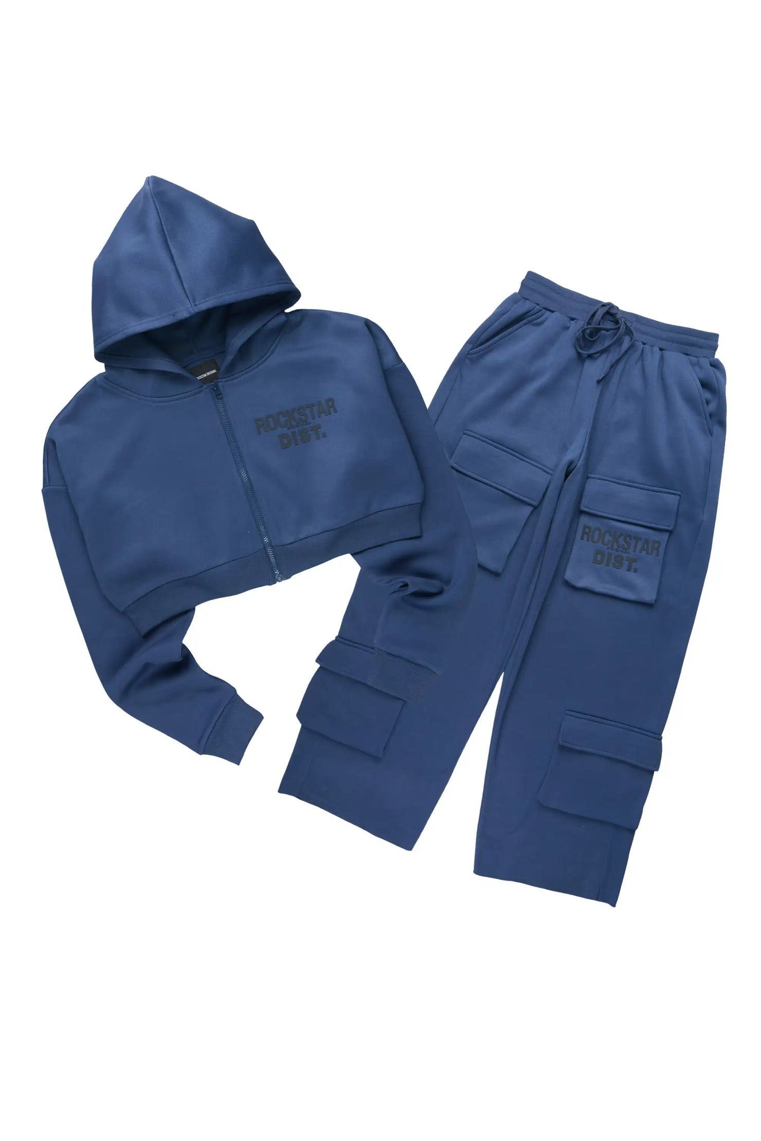 Mauricia Navy Crop Baggy Track Set