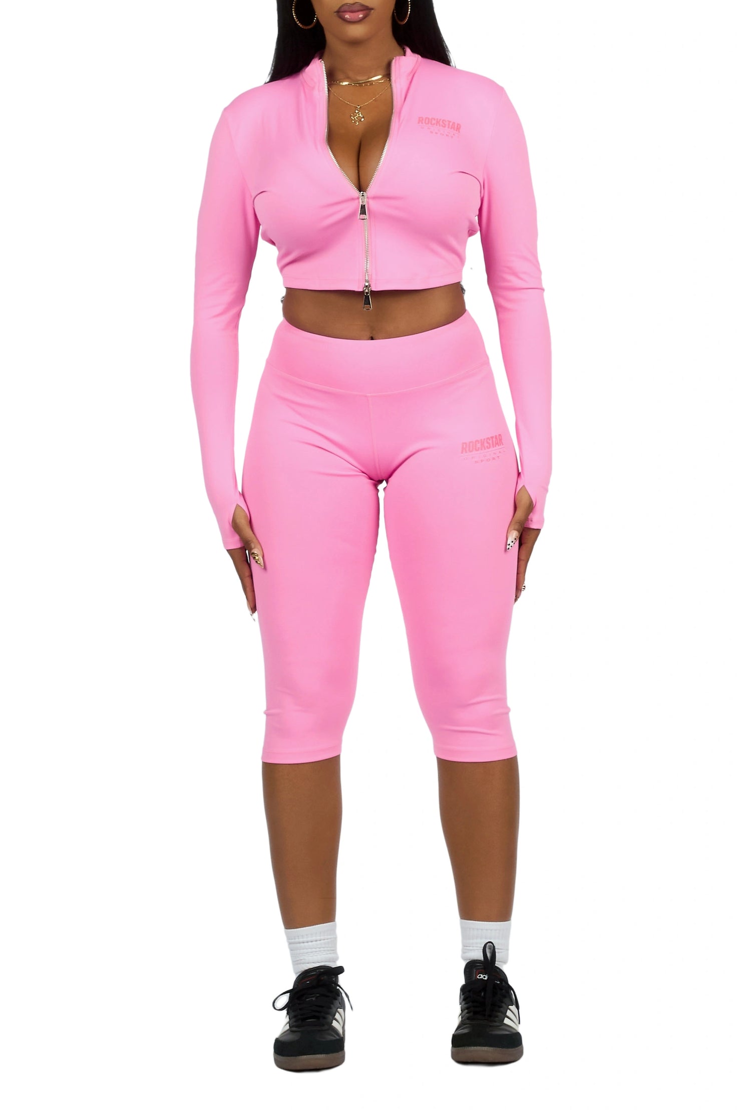 Annalisha Pink Capri Active Set