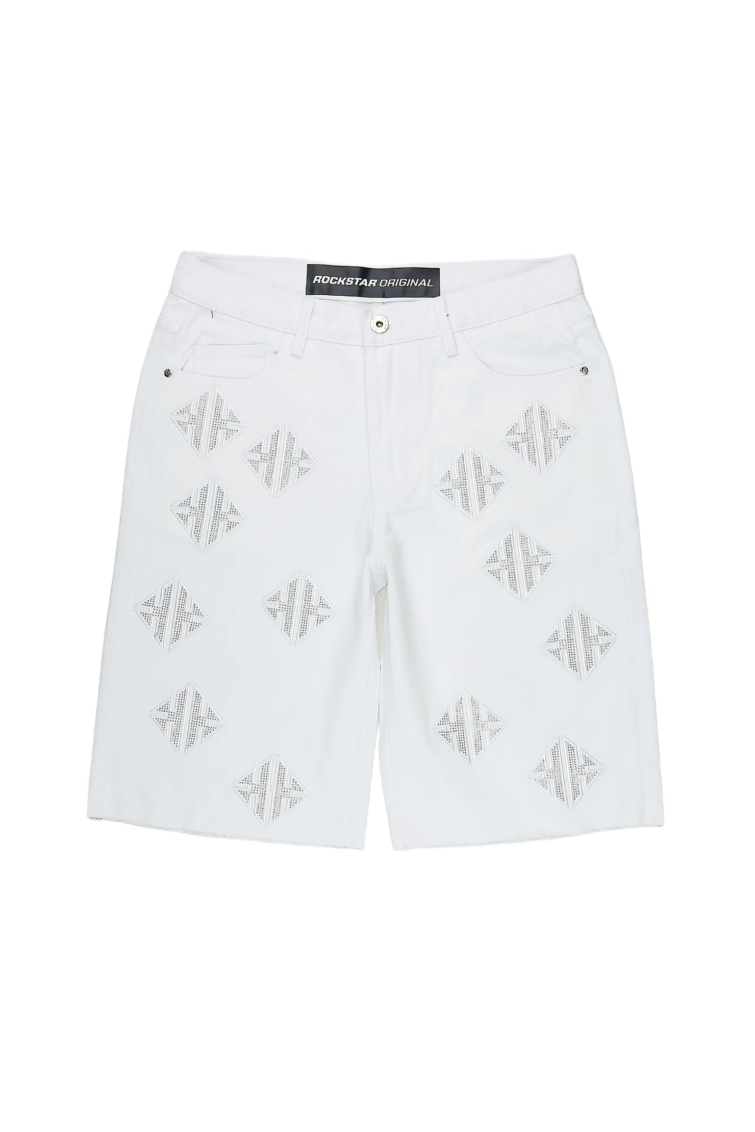 Chelot White Rhinestones Denim Short