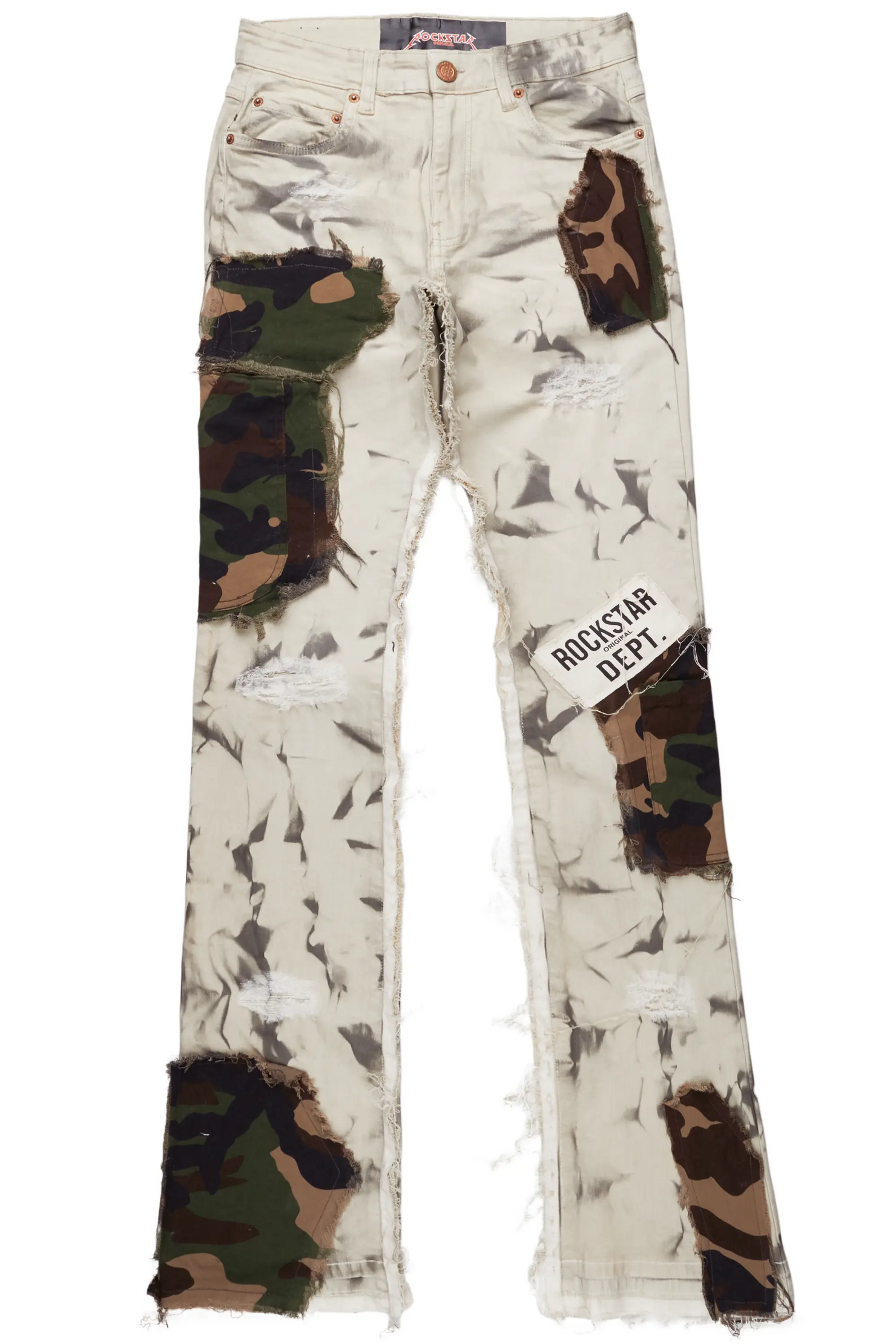 Chad Beige/Camo Patchwork Stacked Jean