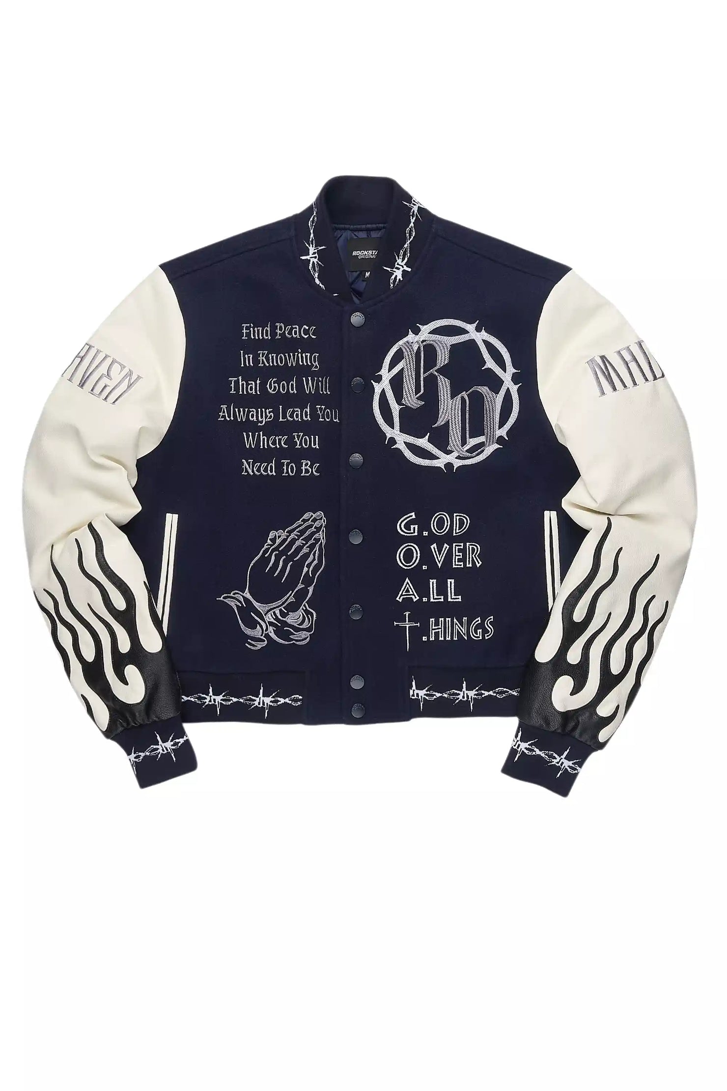 Yalanda Navy Oversized Varsity Jacket