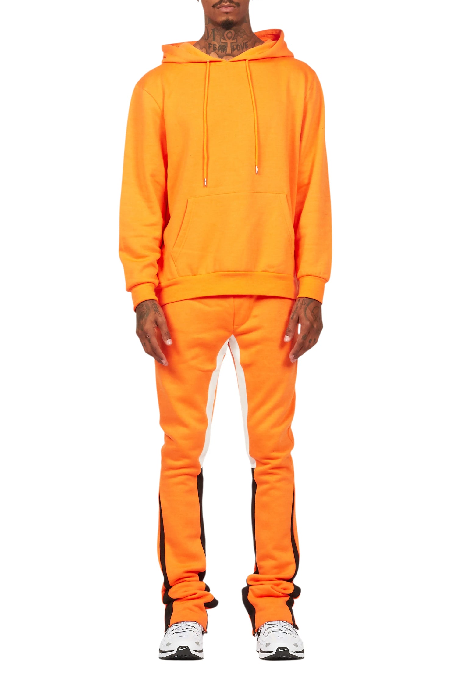 Basic Orange Hoodie/Stacked Flare Track Set