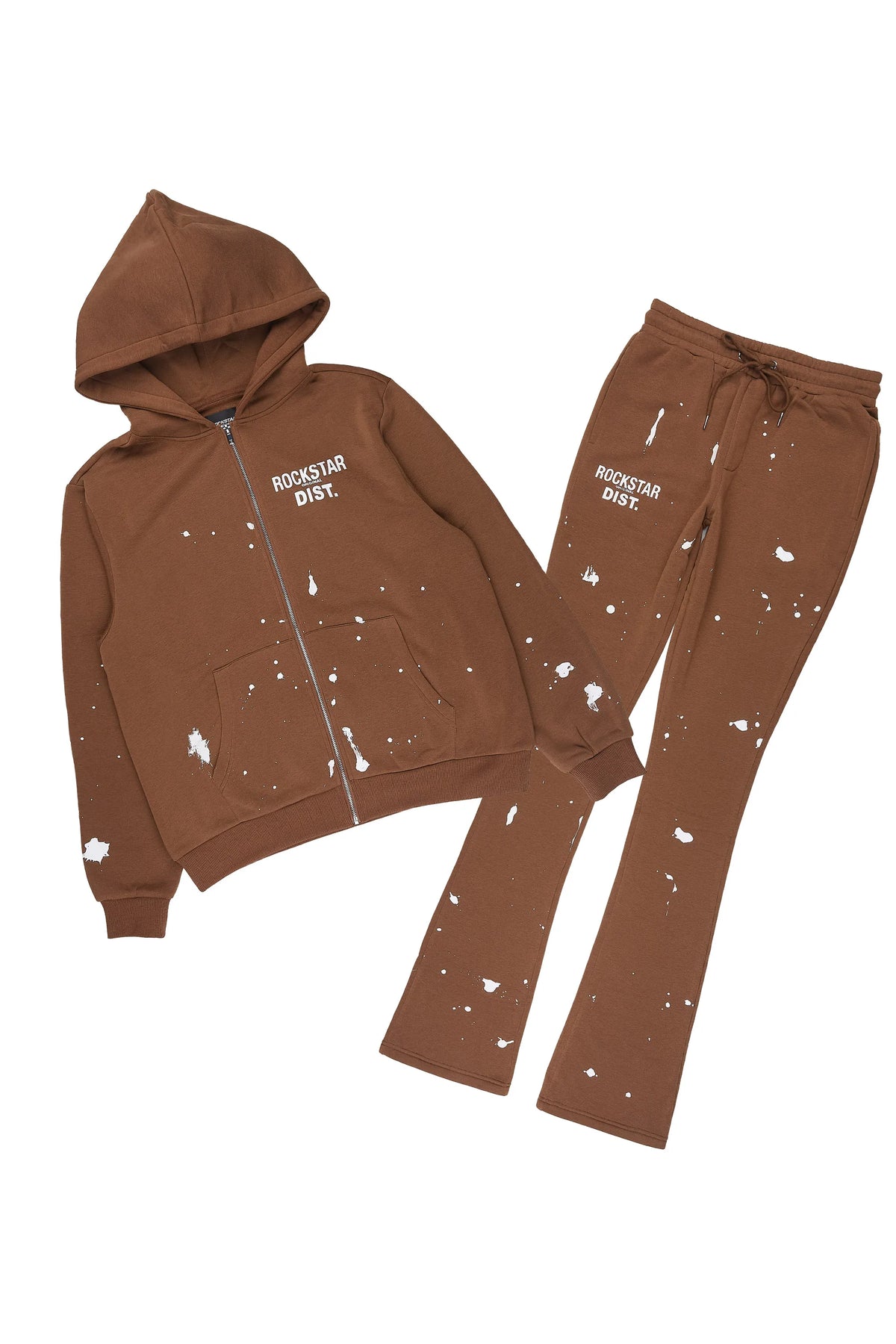 Zip Up Brown Raffer Hoodie/Stacked Track Set