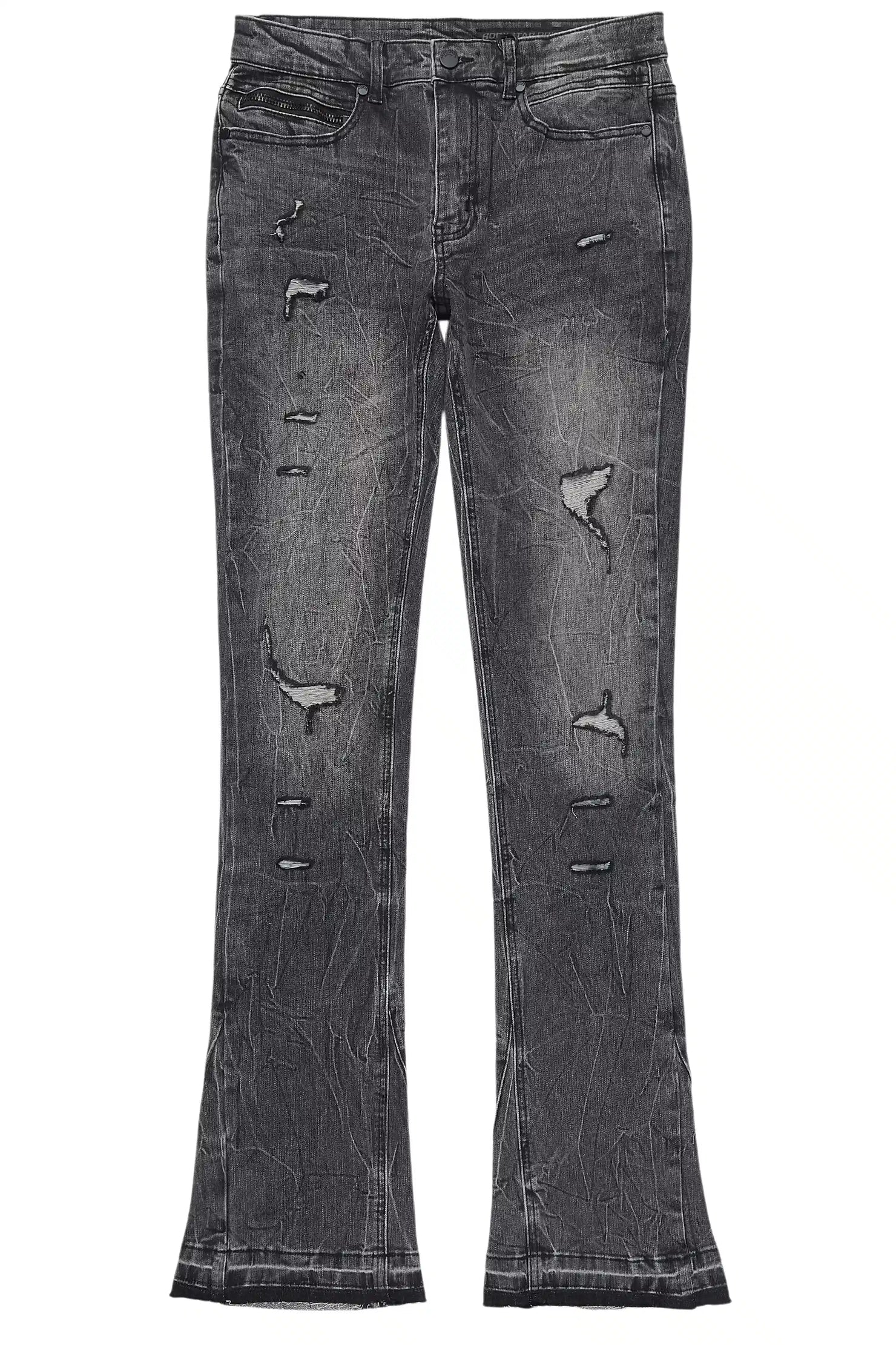 Avner Dark Grey Stacked Flare Jean