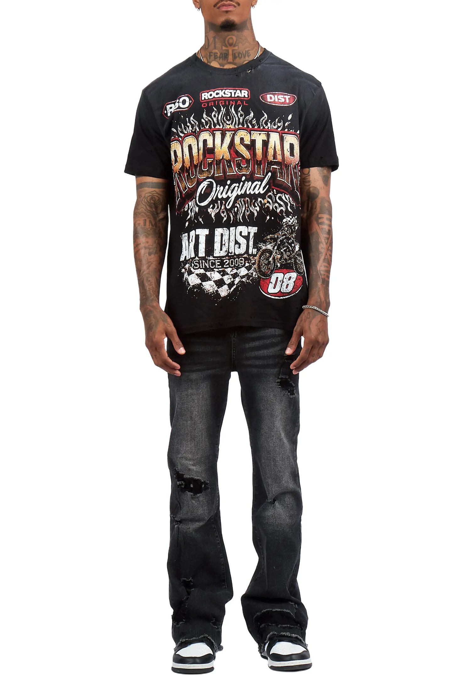 Brisbo Black Relaxed Stacked Flare Jean