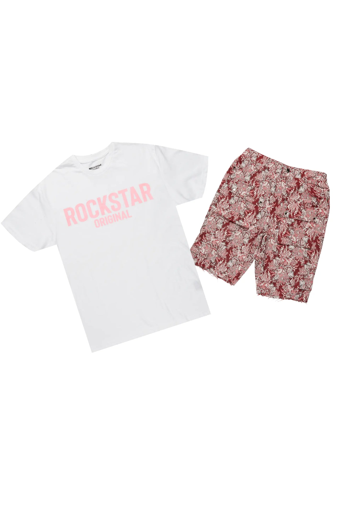 Viviane White/Pink T-Shirt Short Set