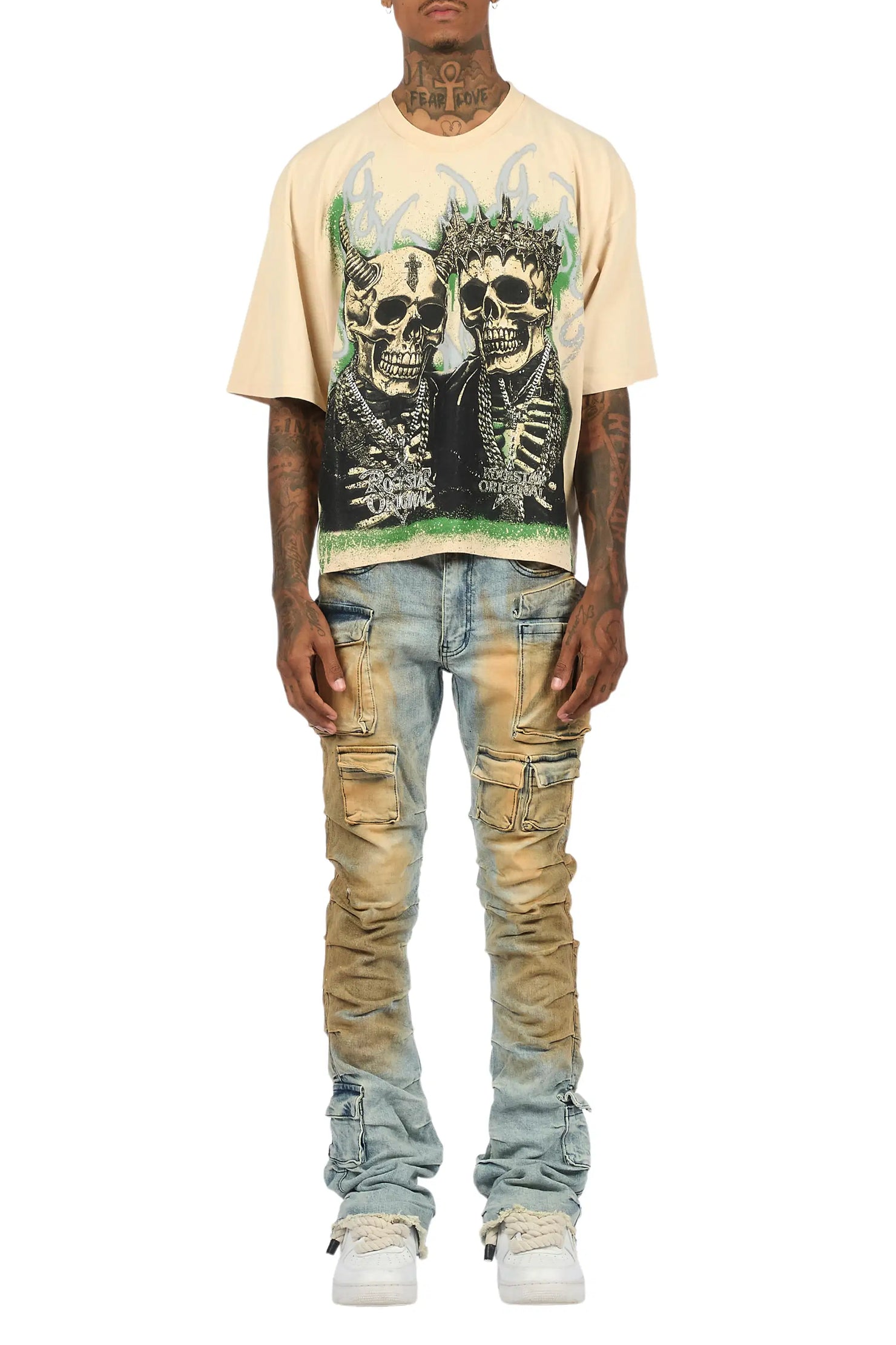 Gentry Dirty Blue Stacked Flare Jean