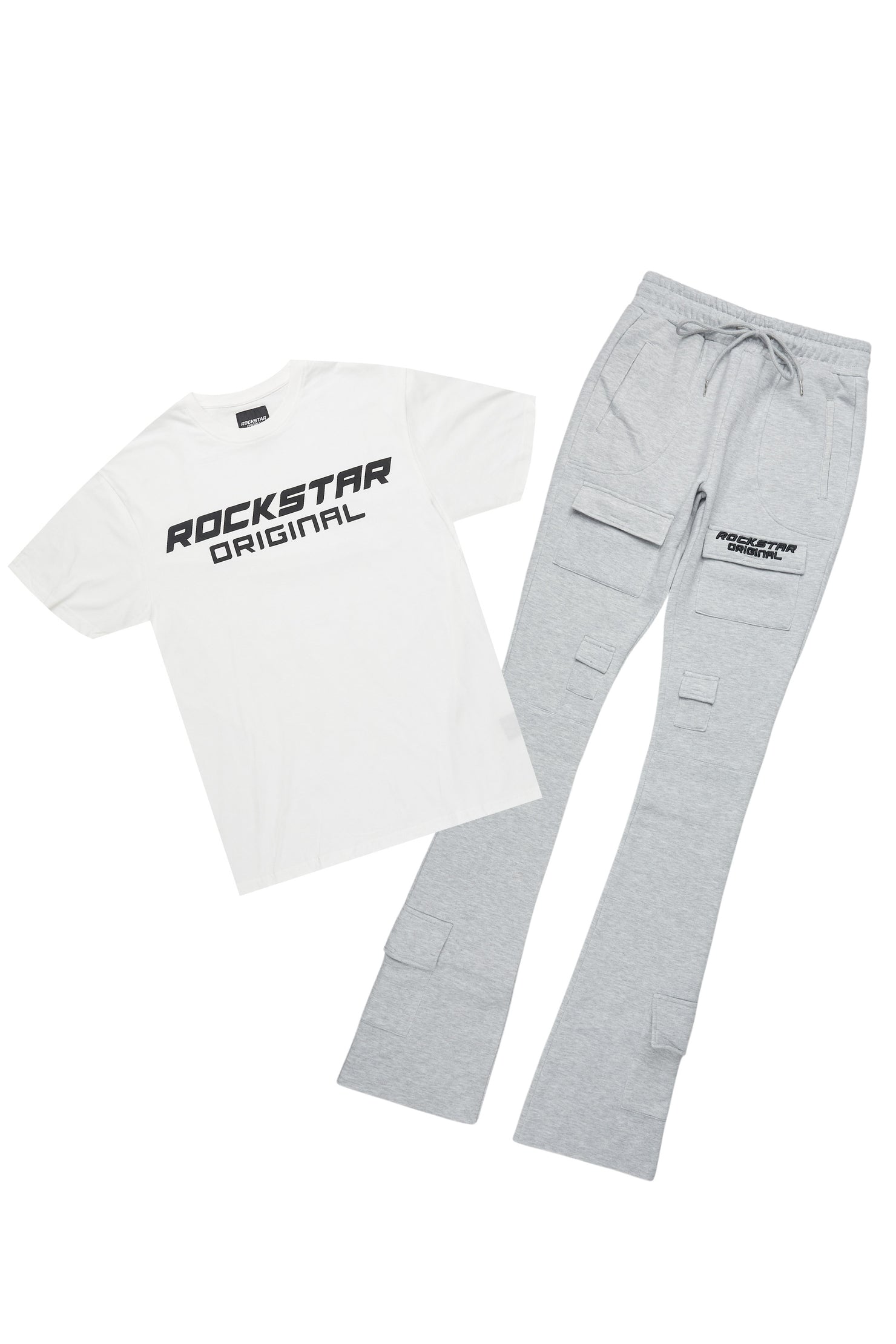 Connor Heather Grey T-Shirt/Stacked Flare Track Set