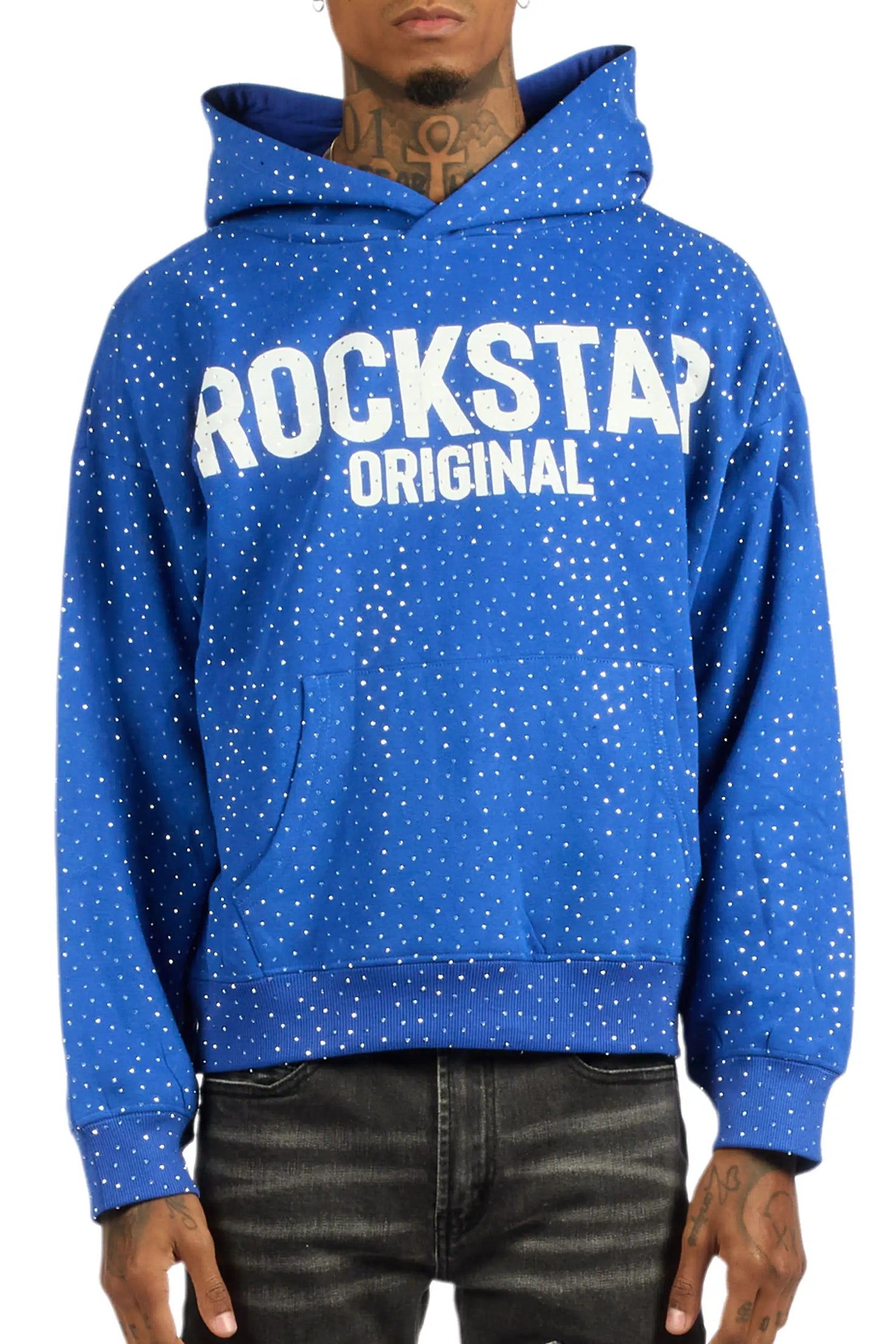 Crystiq Royal/White Rhinestone Oversized Hoodie