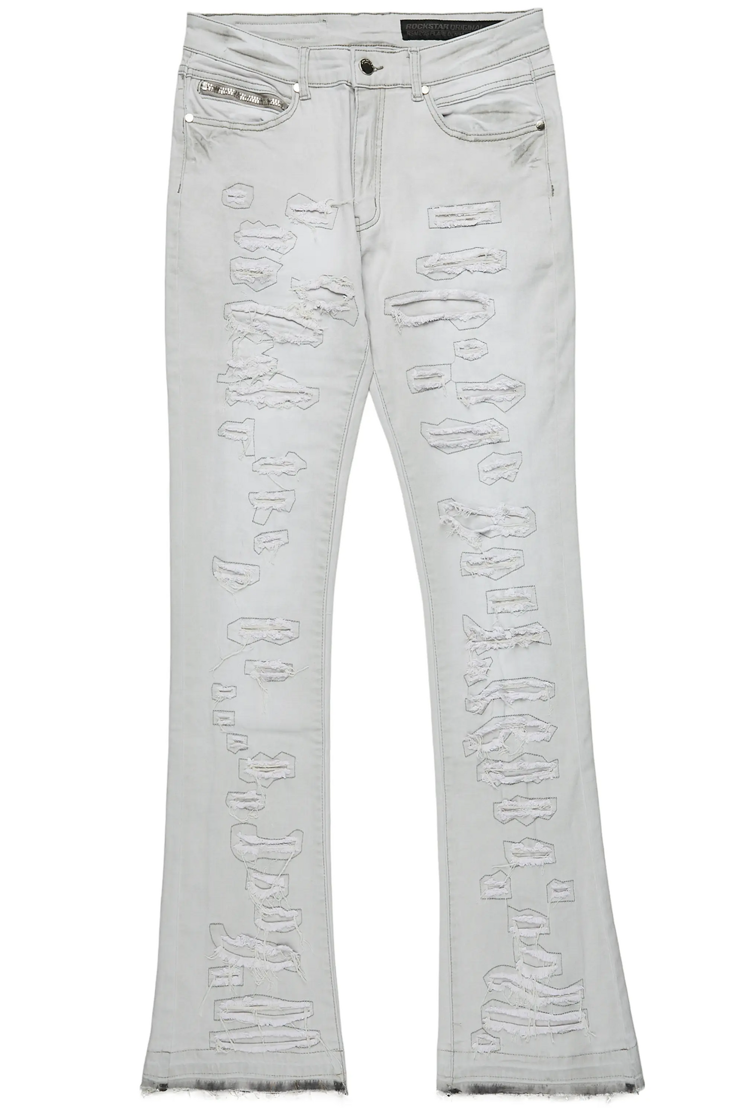 Malyk Grey Stacked Flare Jean