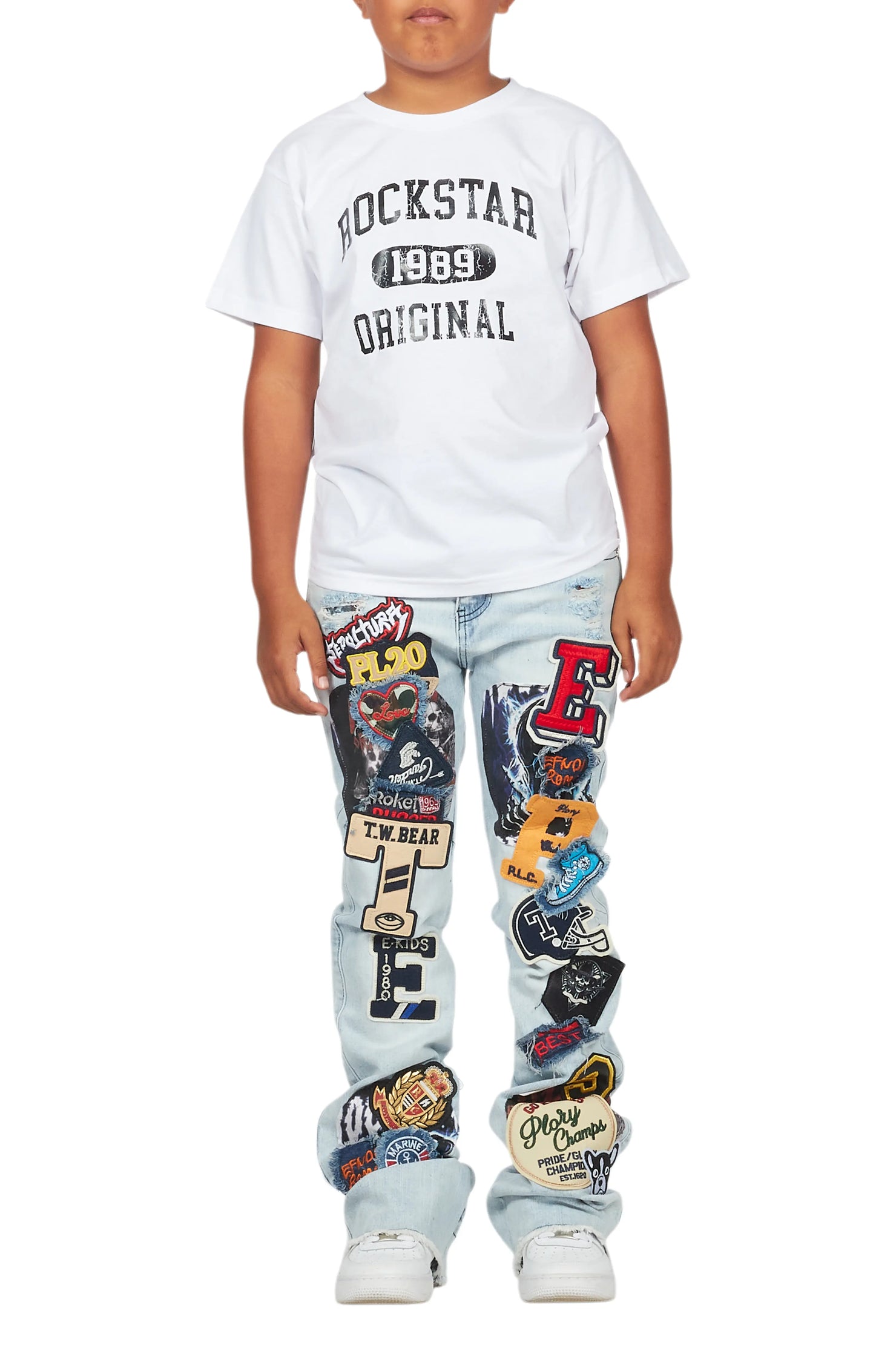 Boys Espen Blue Stacked Flare Jean