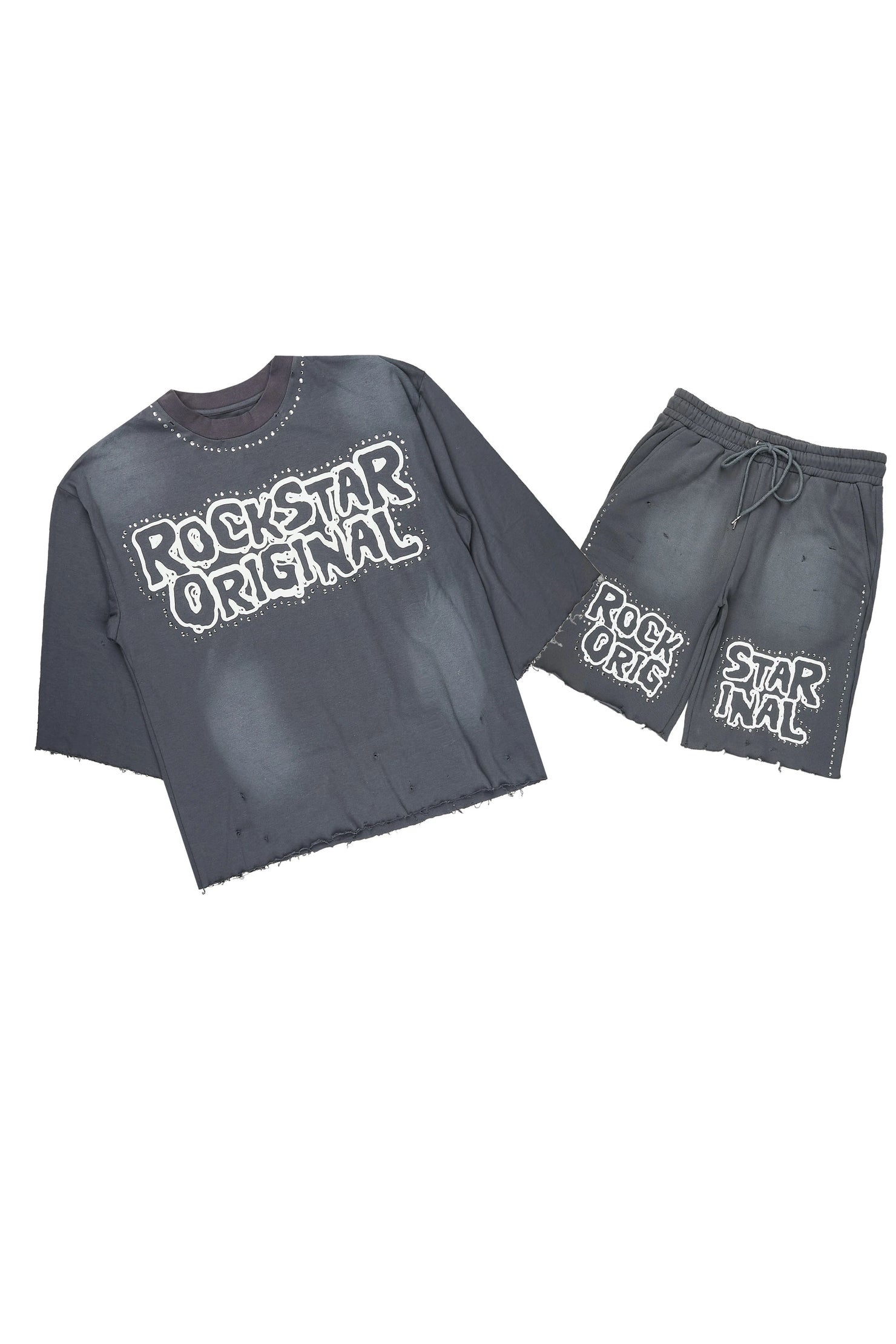 Marc Charcoal Rhinestone T-Shirt Short Set