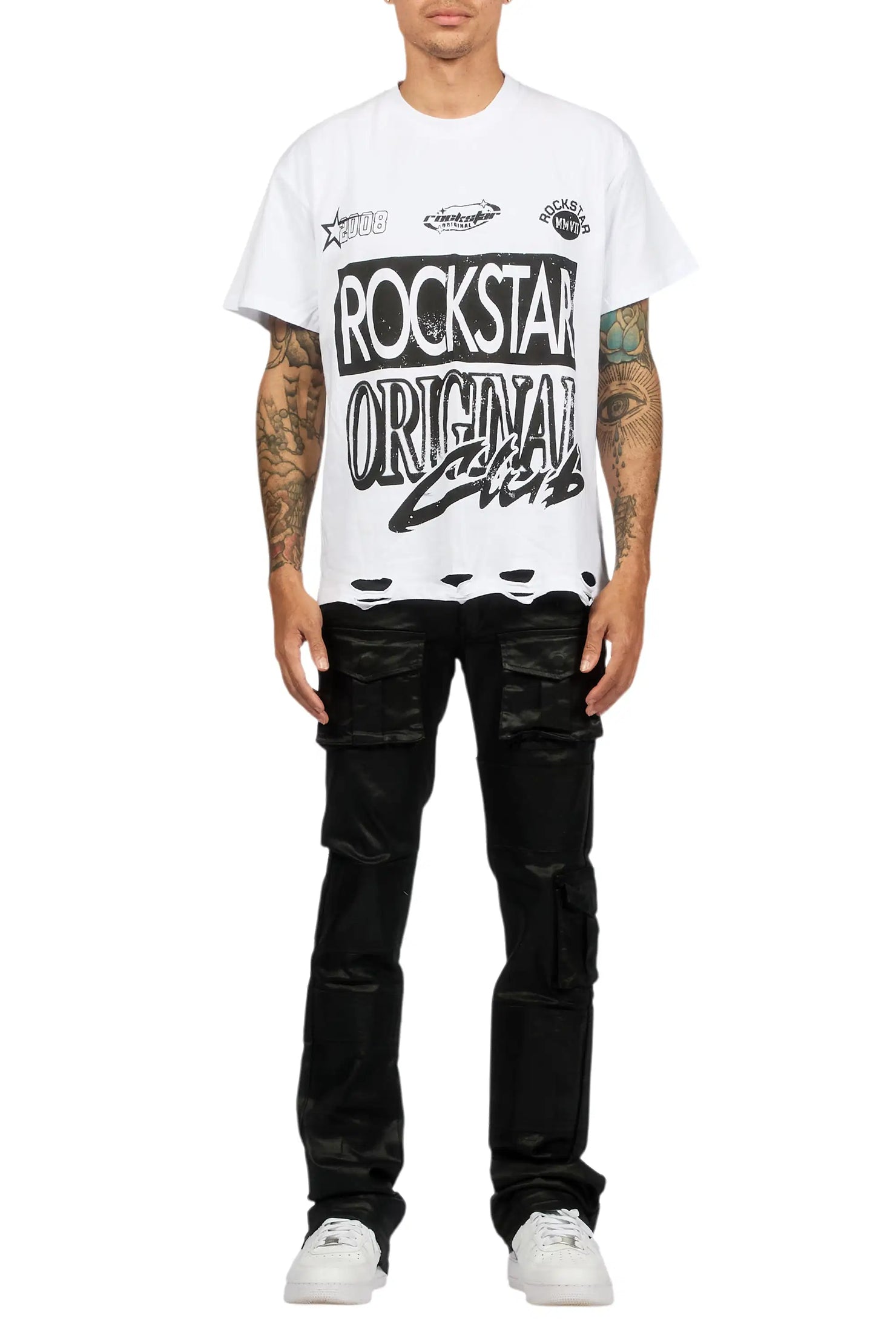 Folant Black Stacked Flare Coated Pant