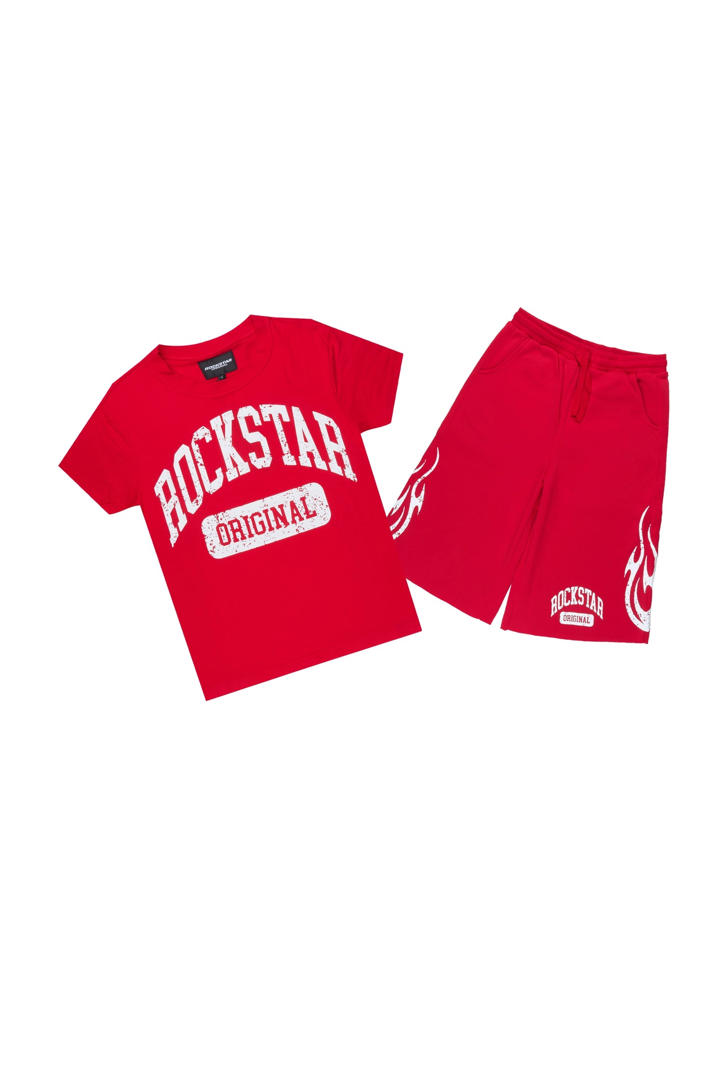 Boys Member Red Oversized T-Shirt/Short Set