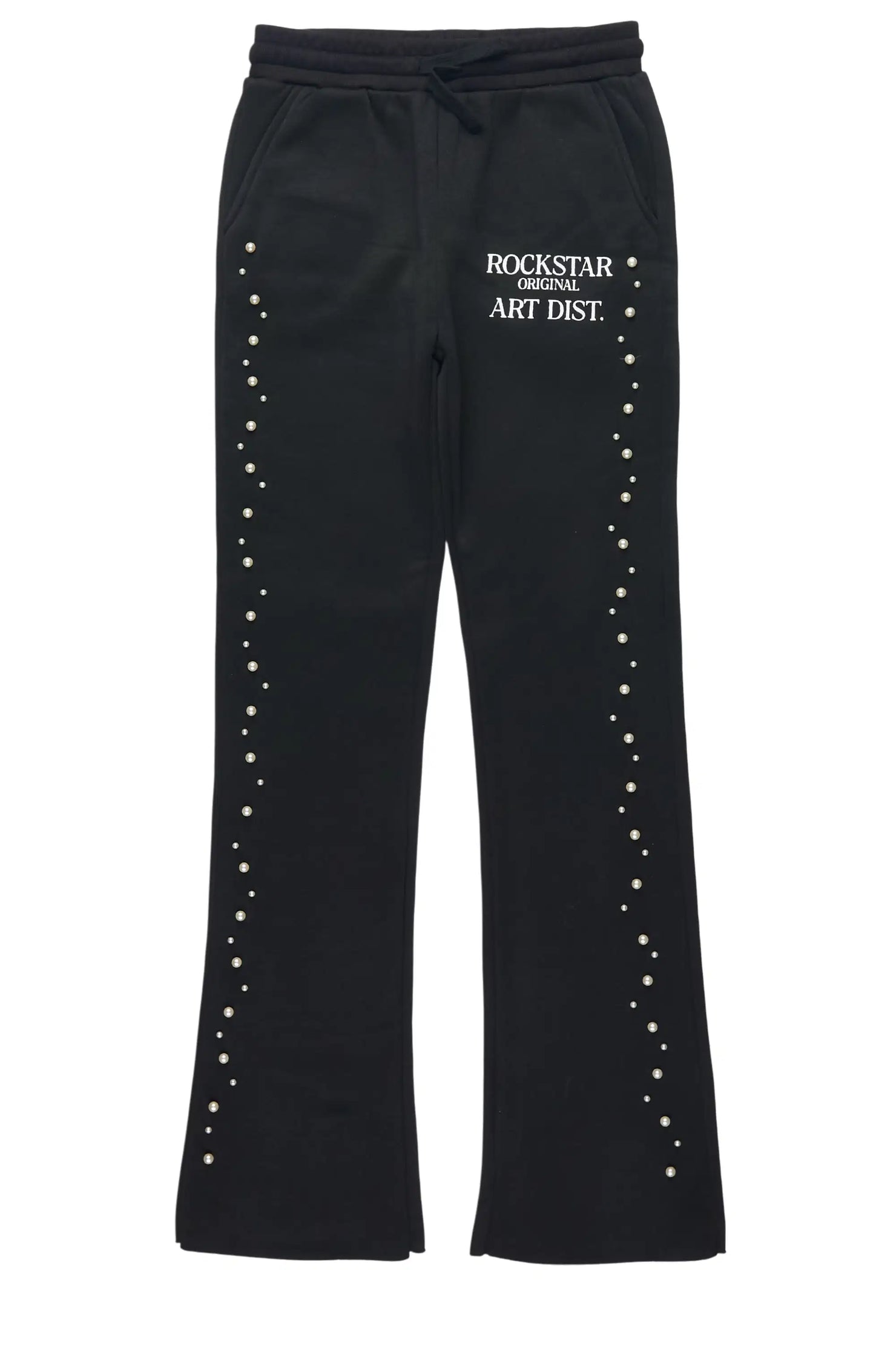 Girls Nikkia Black Pearl Stacked Track Pant