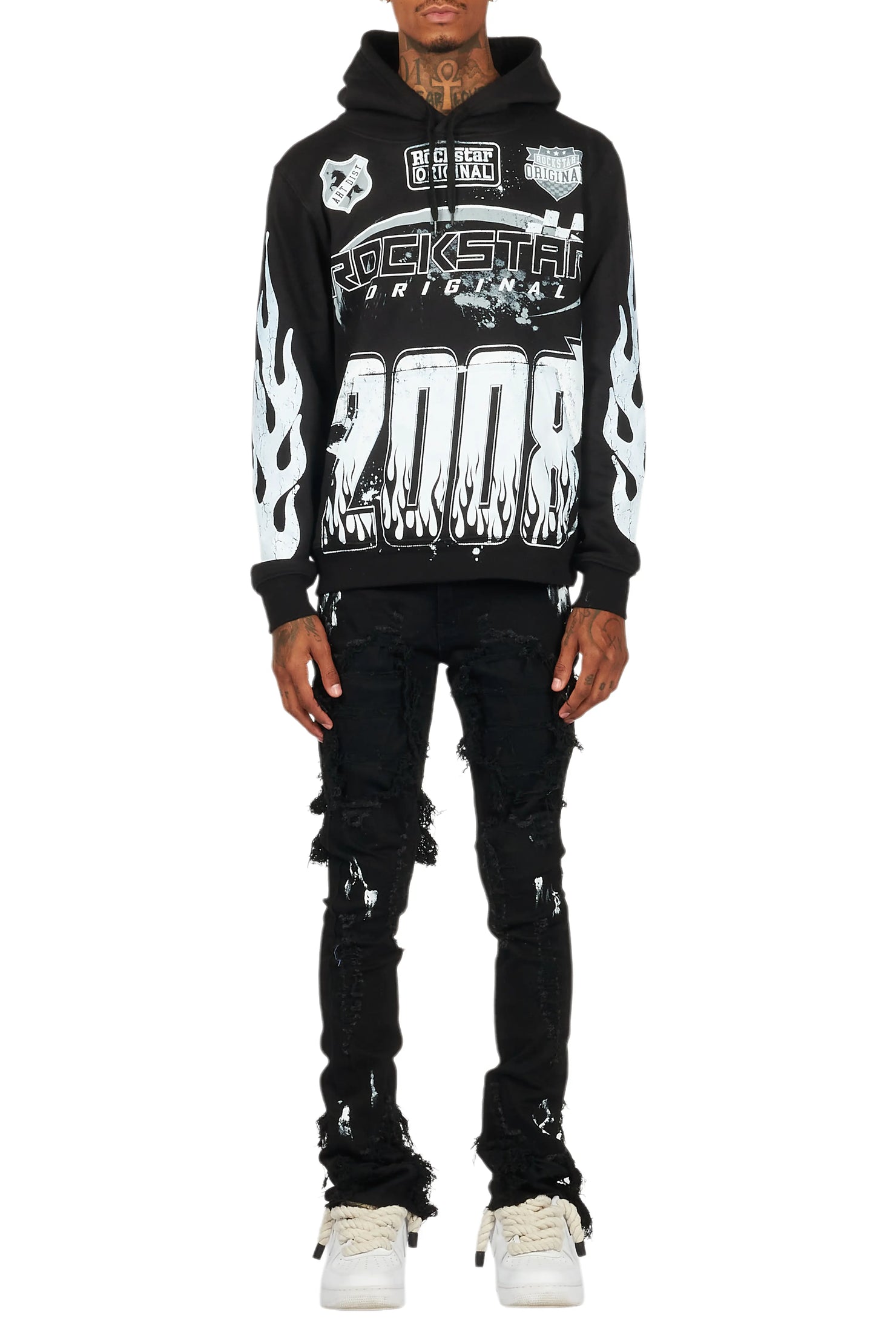 Amos Black Hoodie/Stacked Jean Bundle