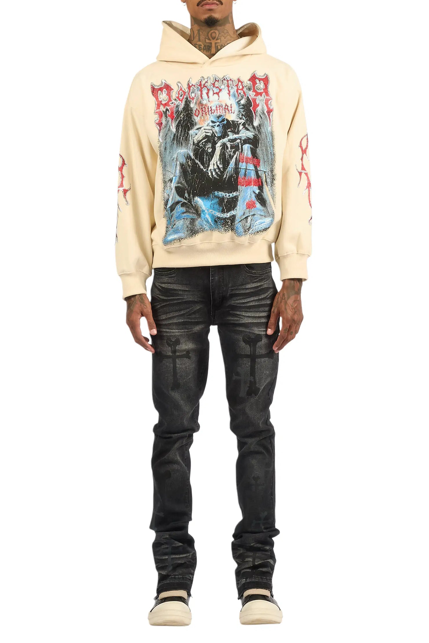 Olivier Dag Dark Grey Stacked Flare Jean